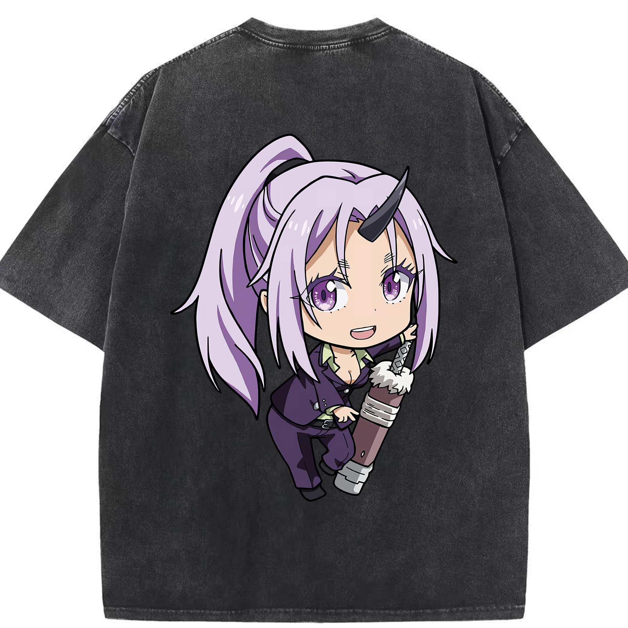 （画像用） 転スラ Regarding Reincarnated to Slime 綿100% ヴィンテージ風 半袖Tシャツ（背面プリント）