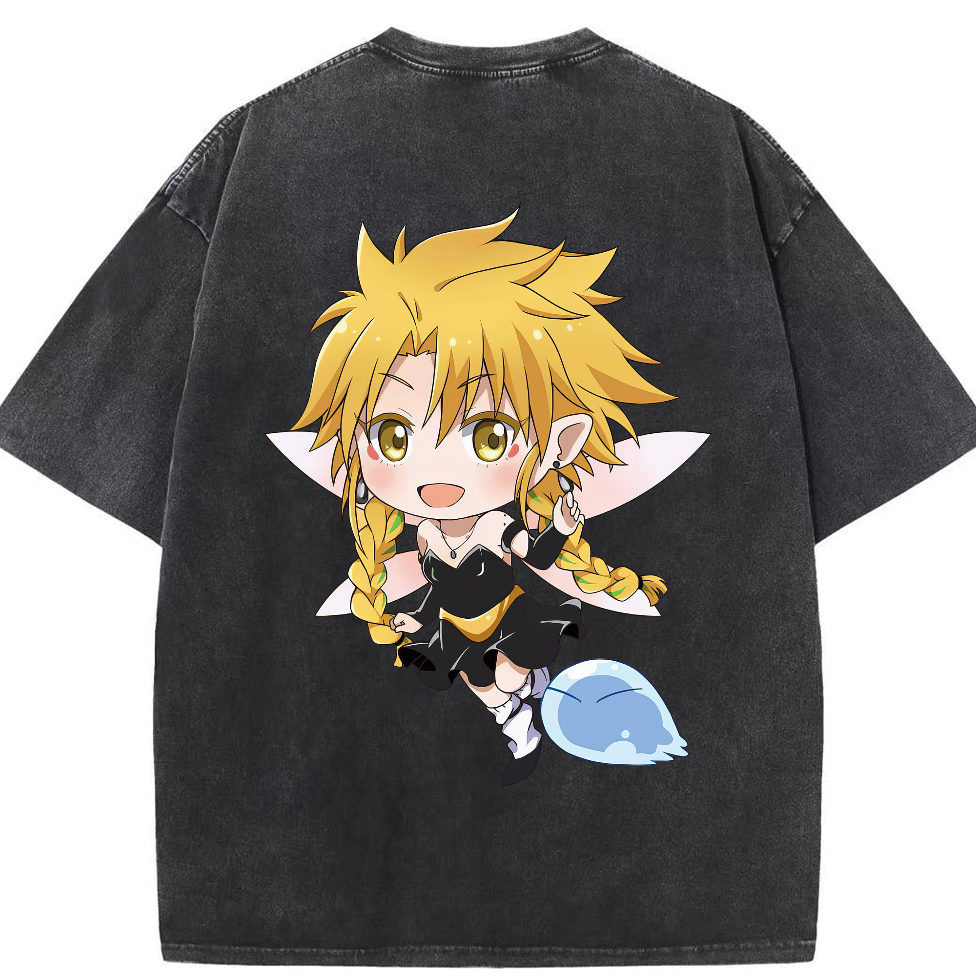 （画像用） 転スラ Regarding Reincarnated to Slime 綿100% ヴィンテージ風 半袖Tシャツ（背面プリント）