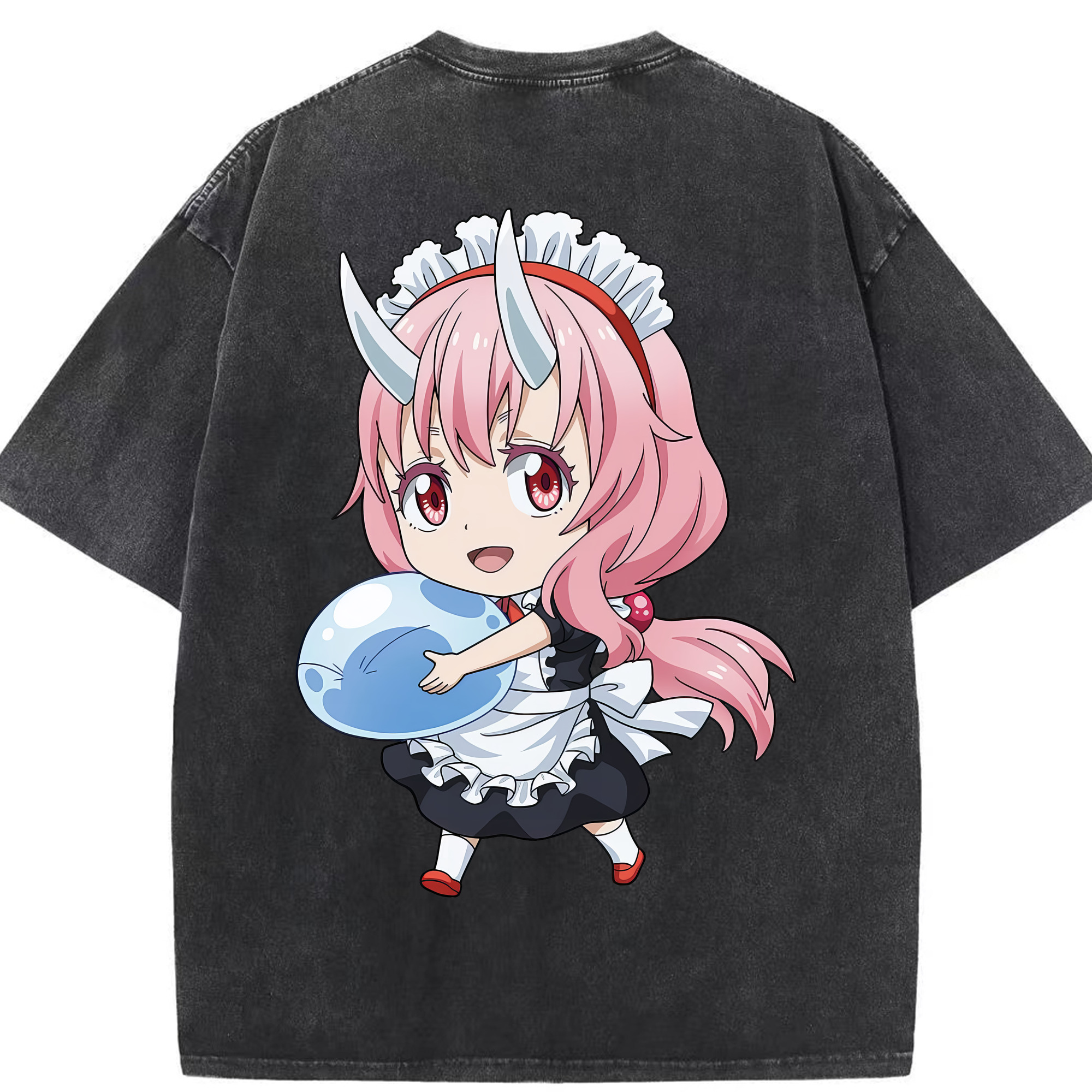 （画像用） 転スラ Regarding Reincarnated to Slime 綿100% ヴィンテージ風 半袖Tシャツ（背面プリント）