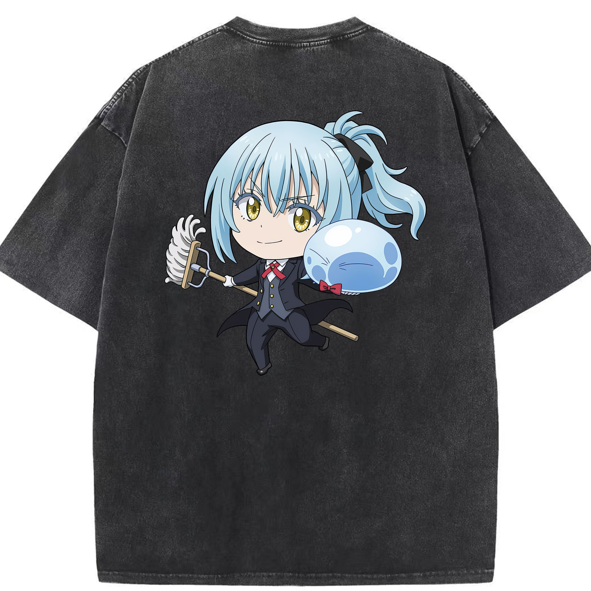 （画像用） 転スラ Regarding Reincarnated to Slime 綿100% ヴィンテージ風 半袖Tシャツ（背面プリント）
