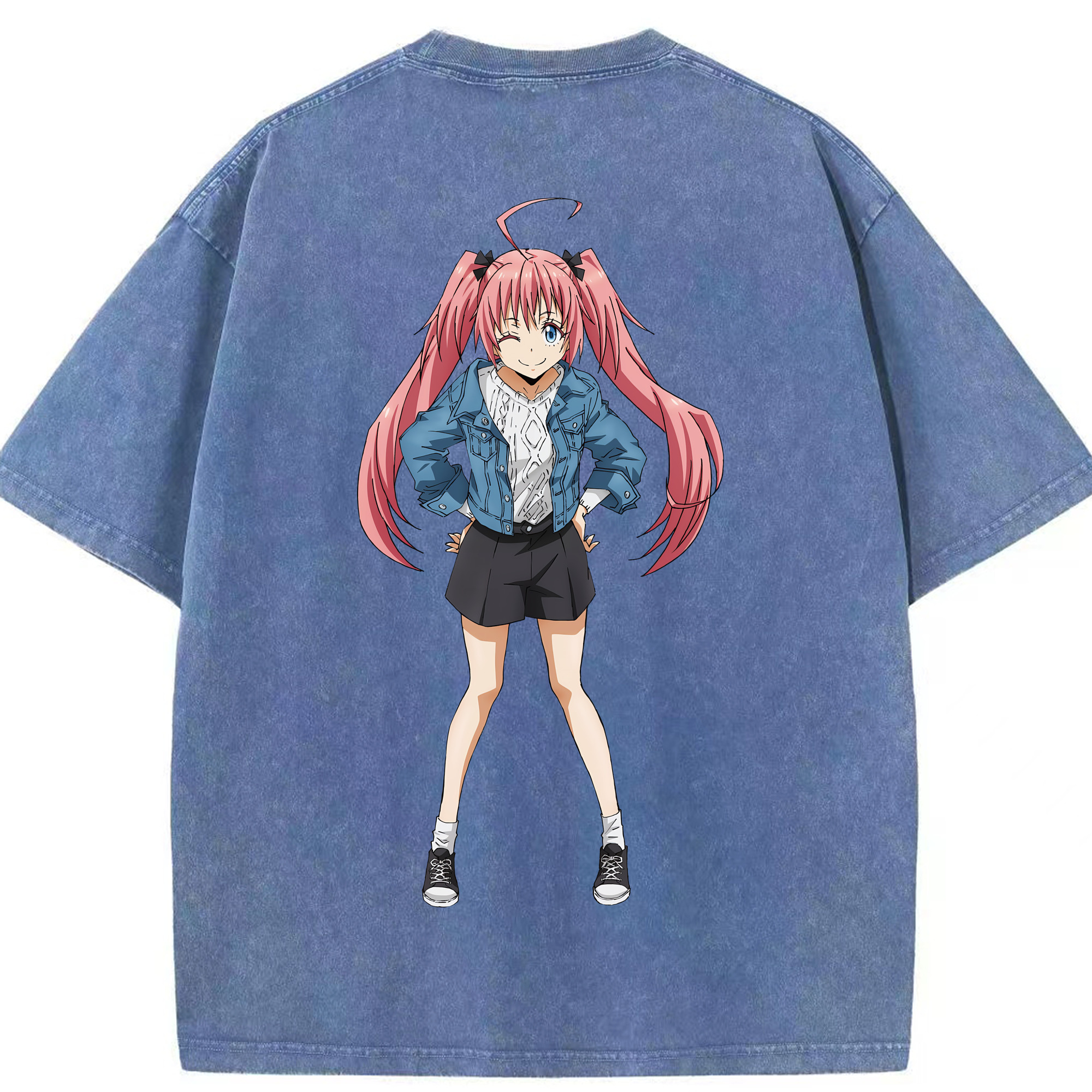 （画像用） 転スラ Regarding Reincarnated to Slime 綿100% ヴィンテージ風 半袖Tシャツ（背面プリント）