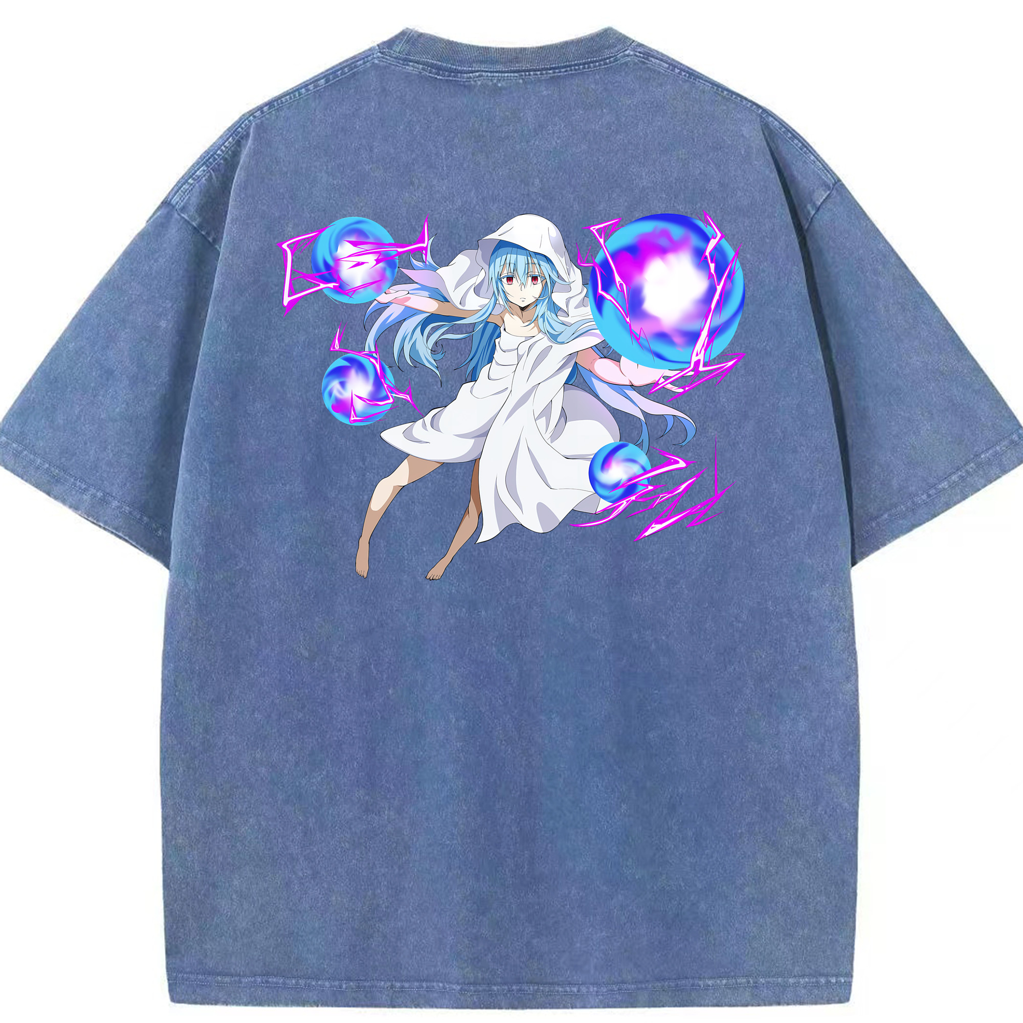 （画像用） 転スラ Regarding Reincarnated to Slime 綿100% ヴィンテージ風 半袖Tシャツ（背面プリント）