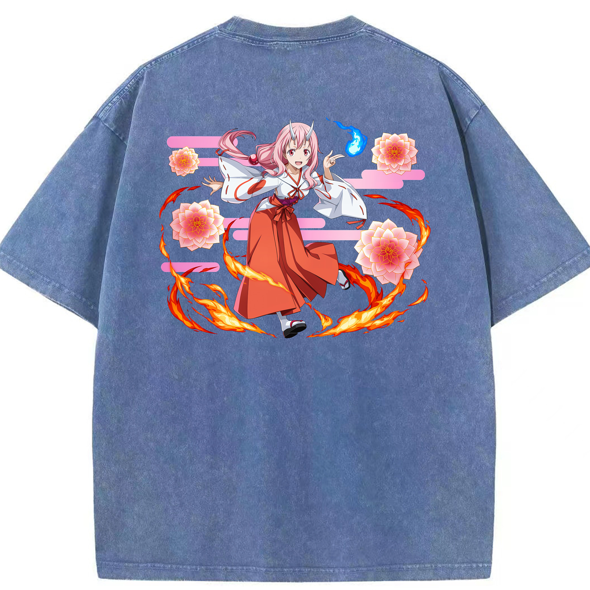 （画像用） 転スラ Regarding Reincarnated to Slime 綿100% ヴィンテージ風 半袖Tシャツ（背面プリント）