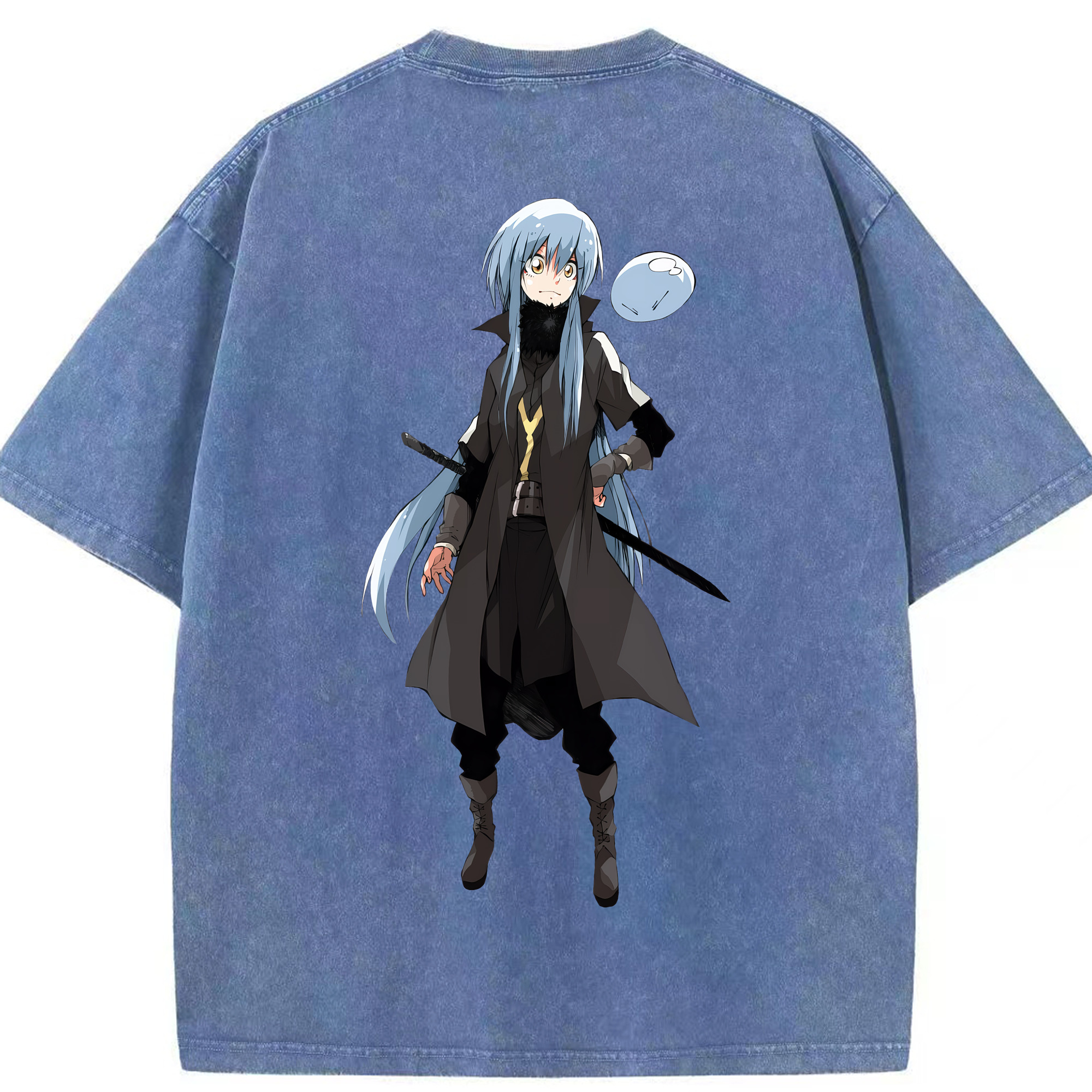 （画像用） 転スラ Regarding Reincarnated to Slime 綿100% ヴィンテージ風 半袖Tシャツ（背面プリント）