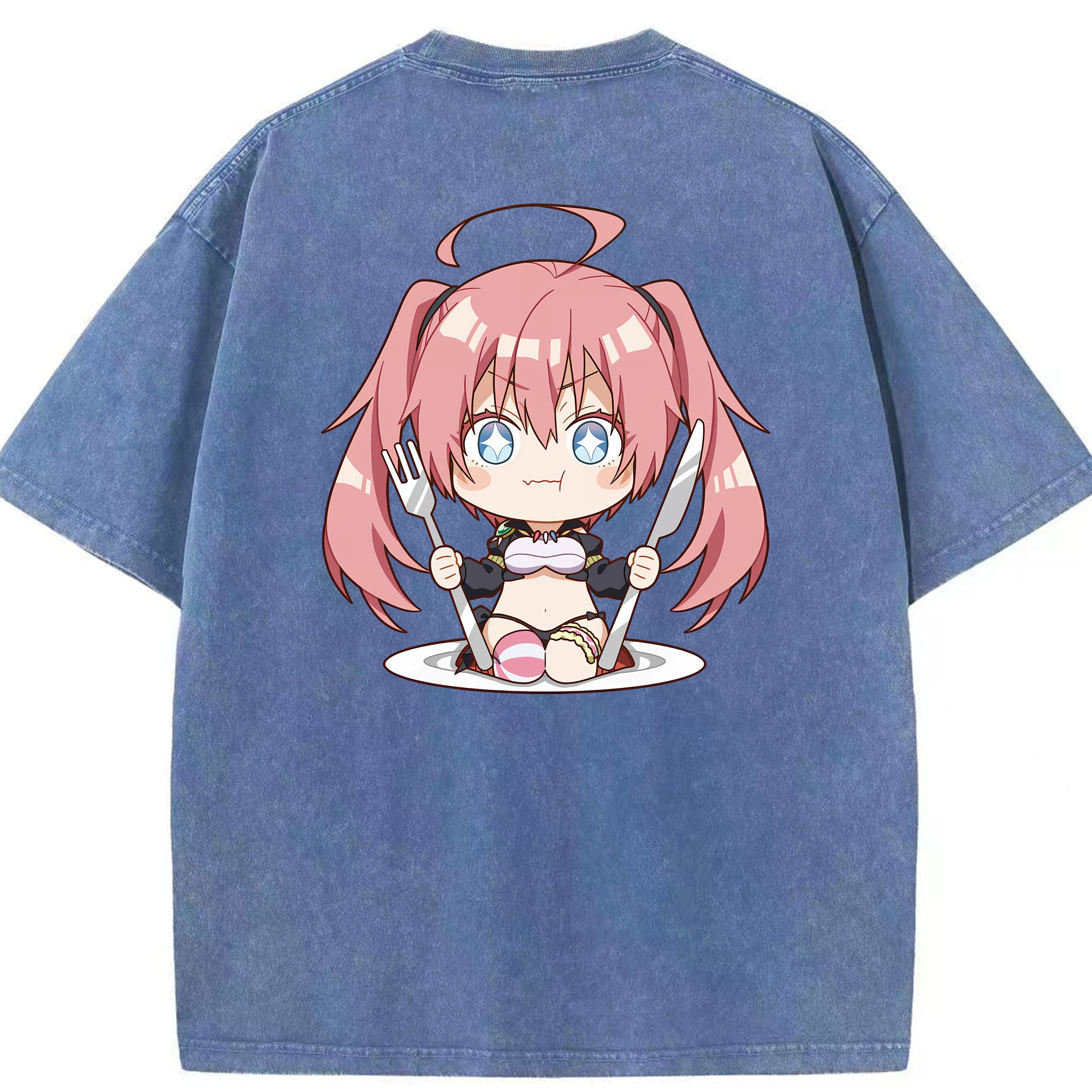 （画像用） 転スラ Regarding Reincarnated to Slime 綿100% ヴィンテージ風 半袖Tシャツ（背面プリント）