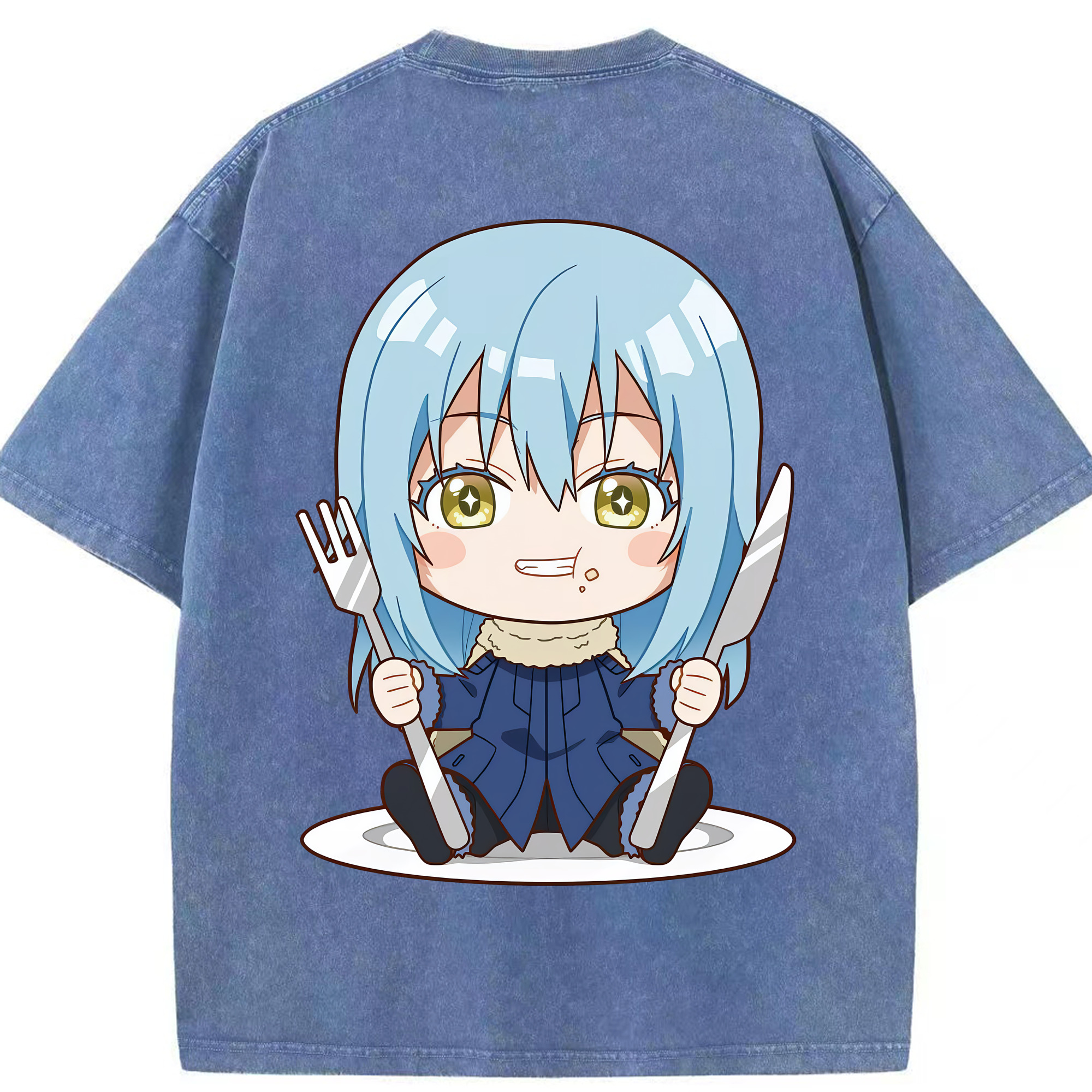 （画像用） 転スラ Regarding Reincarnated to Slime 綿100% ヴィンテージ風 半袖Tシャツ（背面プリント）