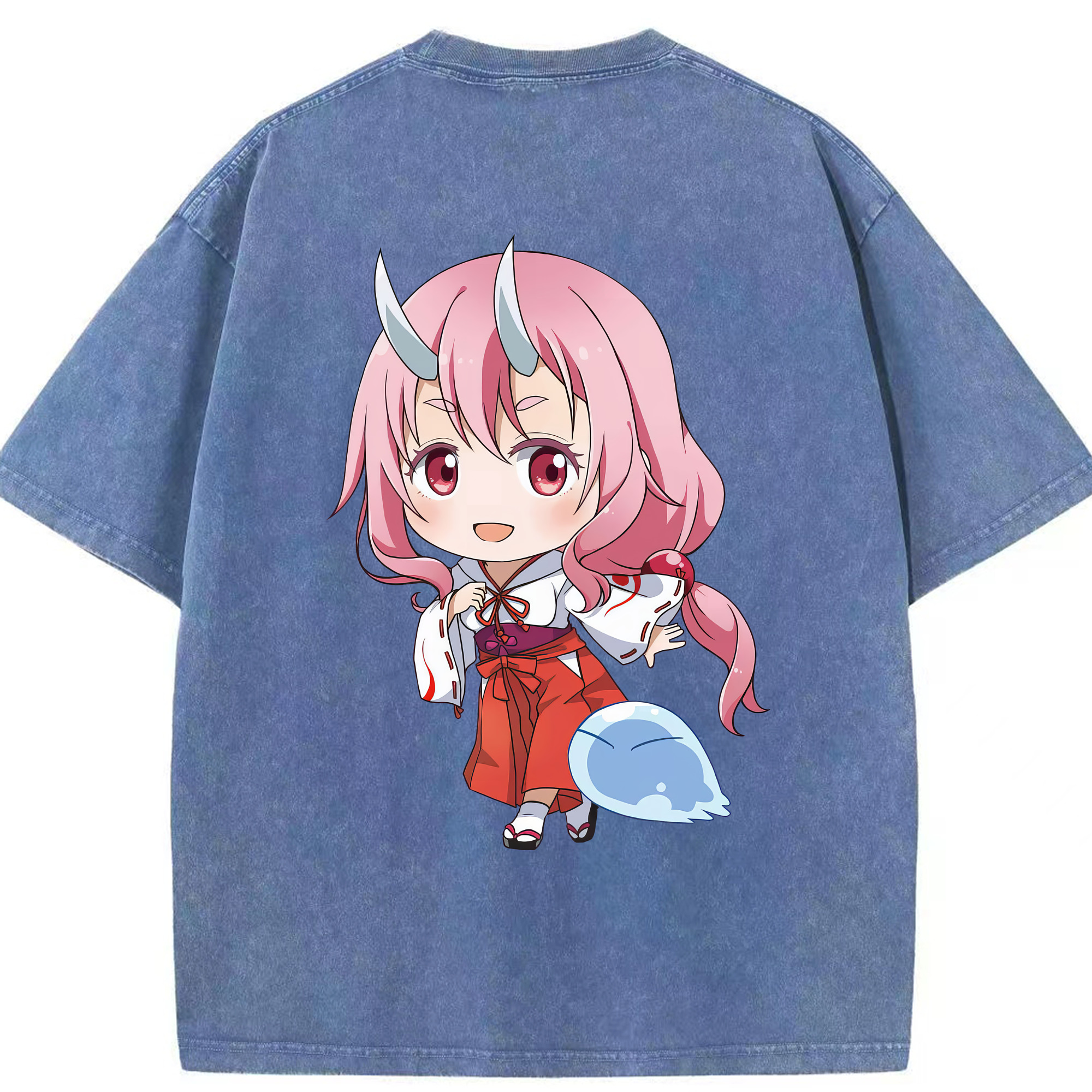 （画像用） 転スラ Regarding Reincarnated to Slime 綿100% ヴィンテージ風 半袖Tシャツ（背面プリント）