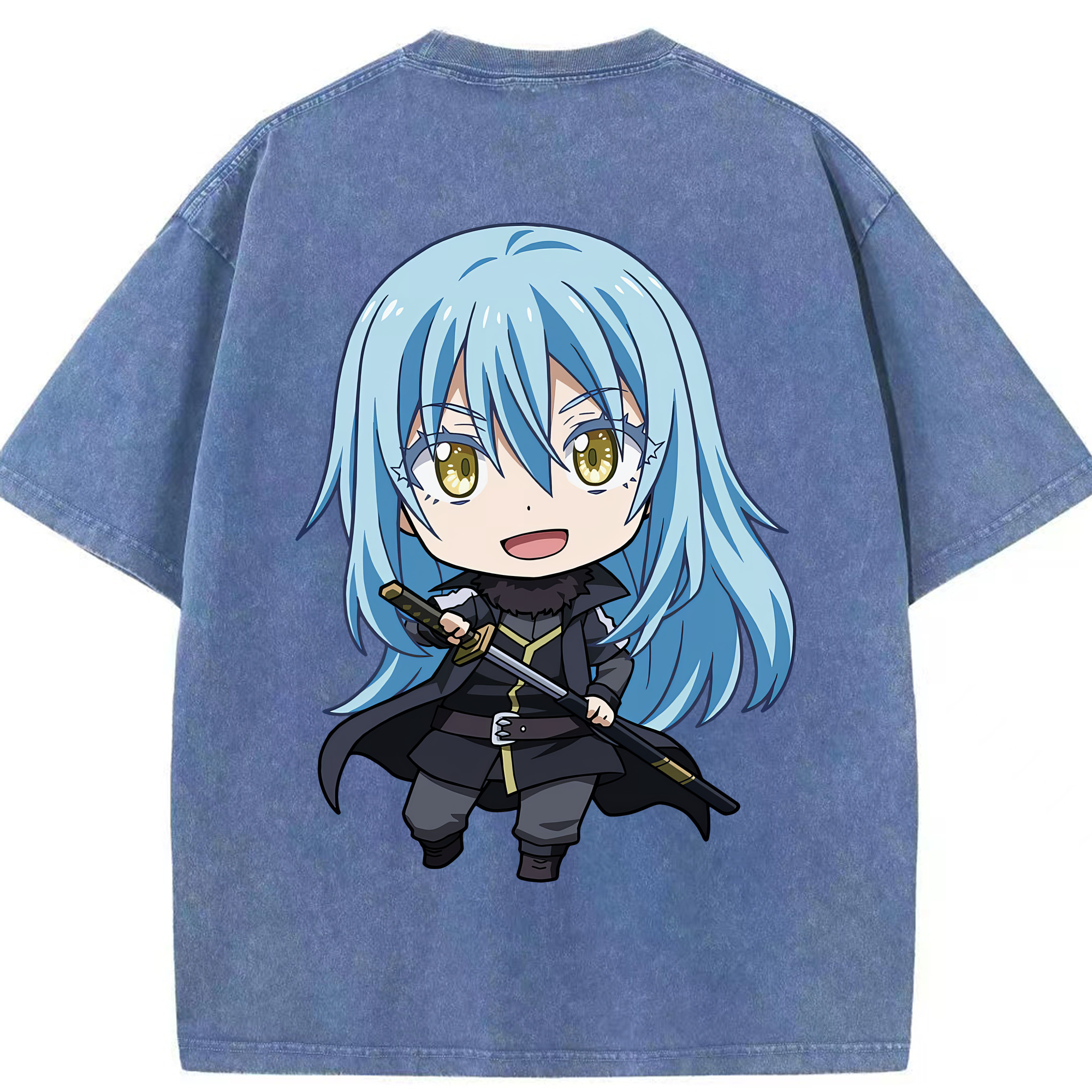 （画像用） 転スラ Regarding Reincarnated to Slime 綿100% ヴィンテージ風 半袖Tシャツ（背面プリント）