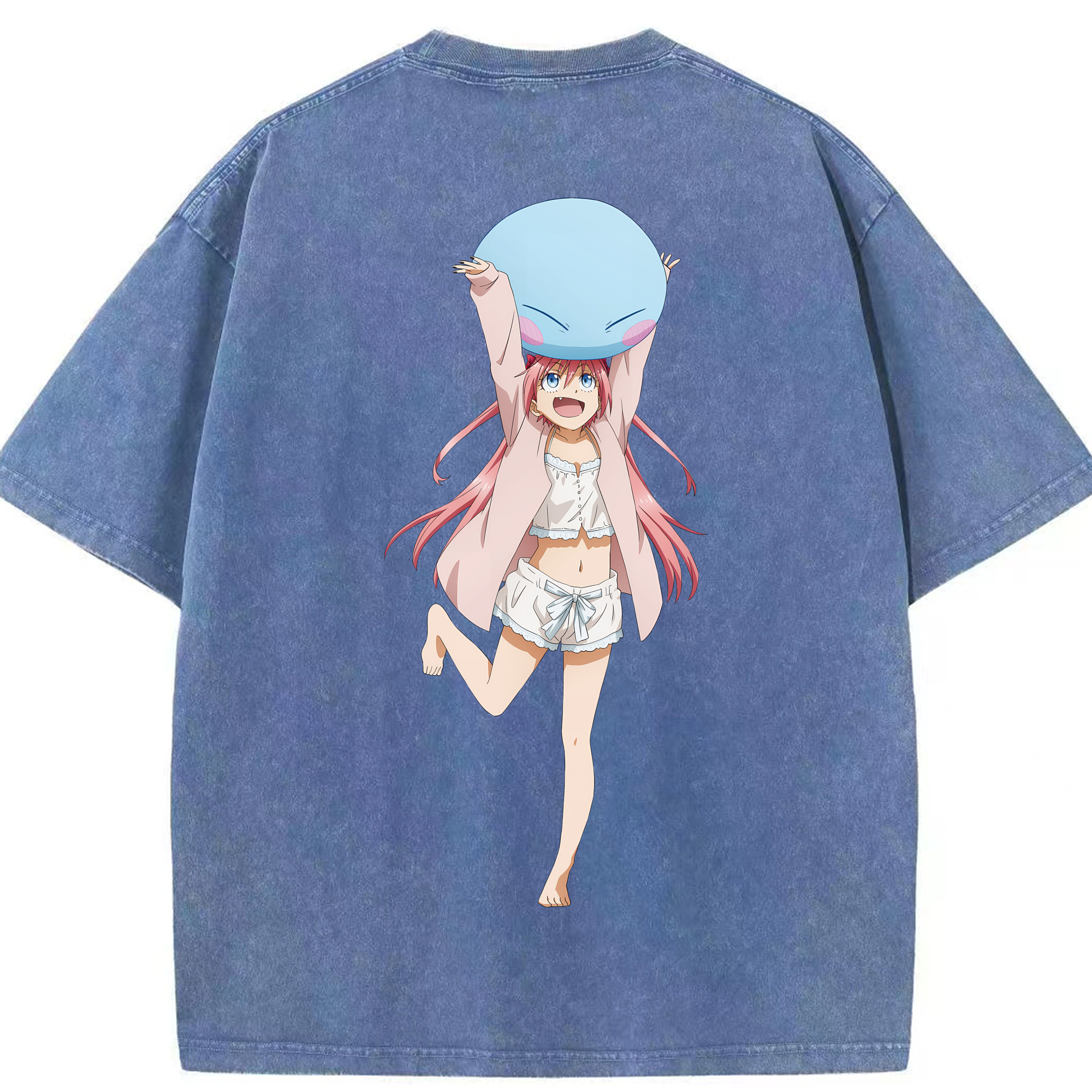 （画像用） 転スラ Regarding Reincarnated to Slime 綿100% ヴィンテージ風 半袖Tシャツ（背面プリント）