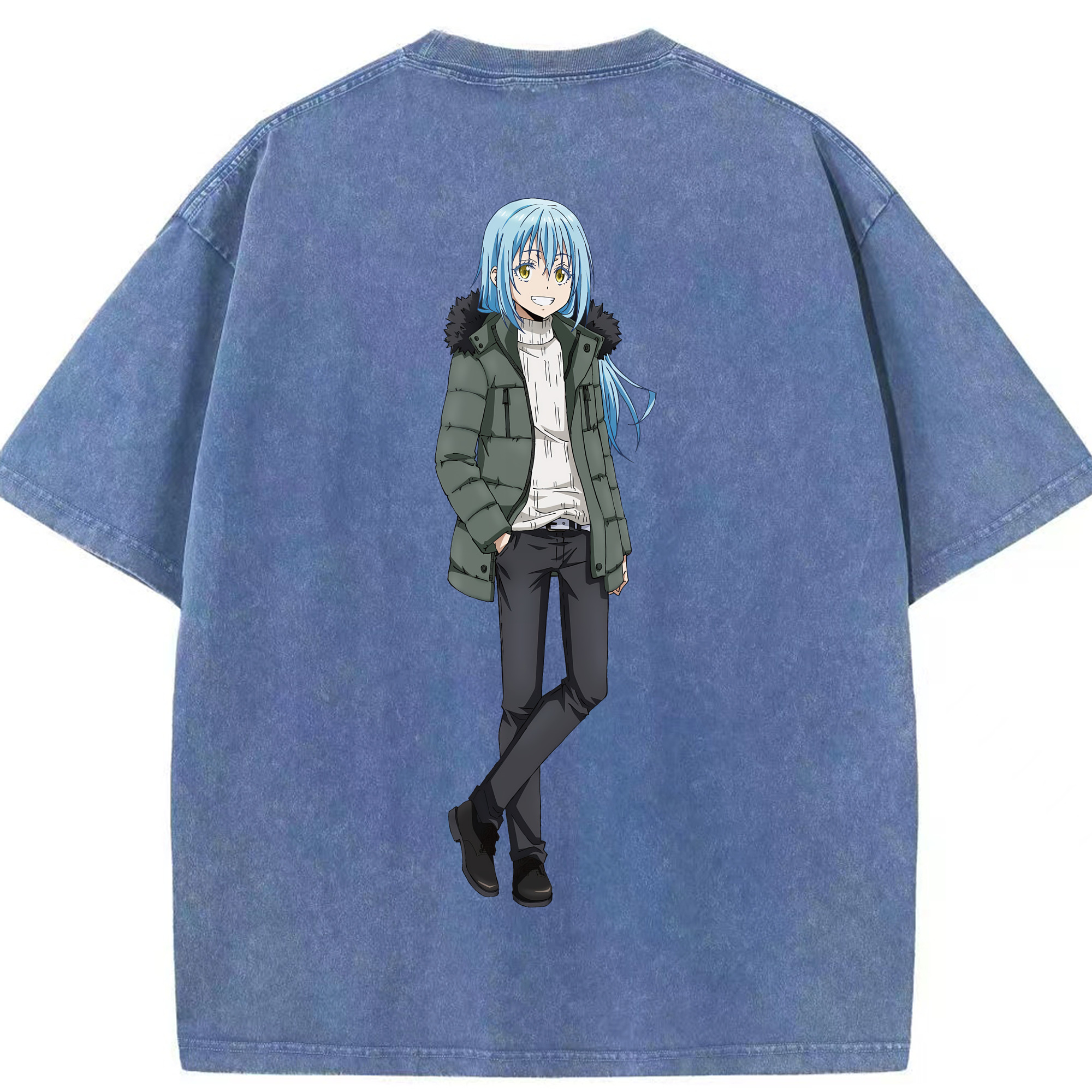 （画像用） 転スラ Regarding Reincarnated to Slime 綿100% ヴィンテージ風 半袖Tシャツ（背面プリント）