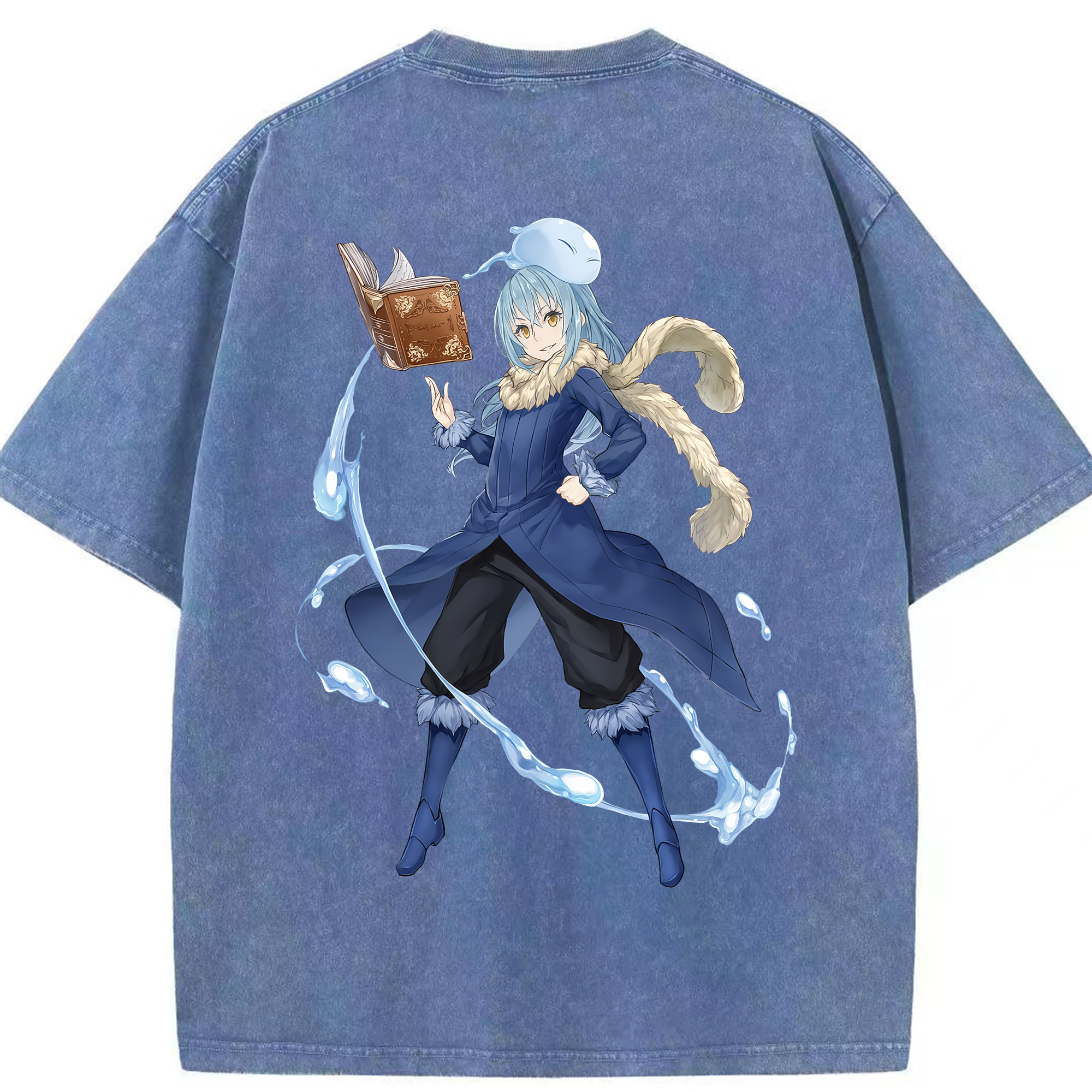（画像用） 転スラ Regarding Reincarnated to Slime 綿100% ヴィンテージ風 半袖Tシャツ（背面プリント）