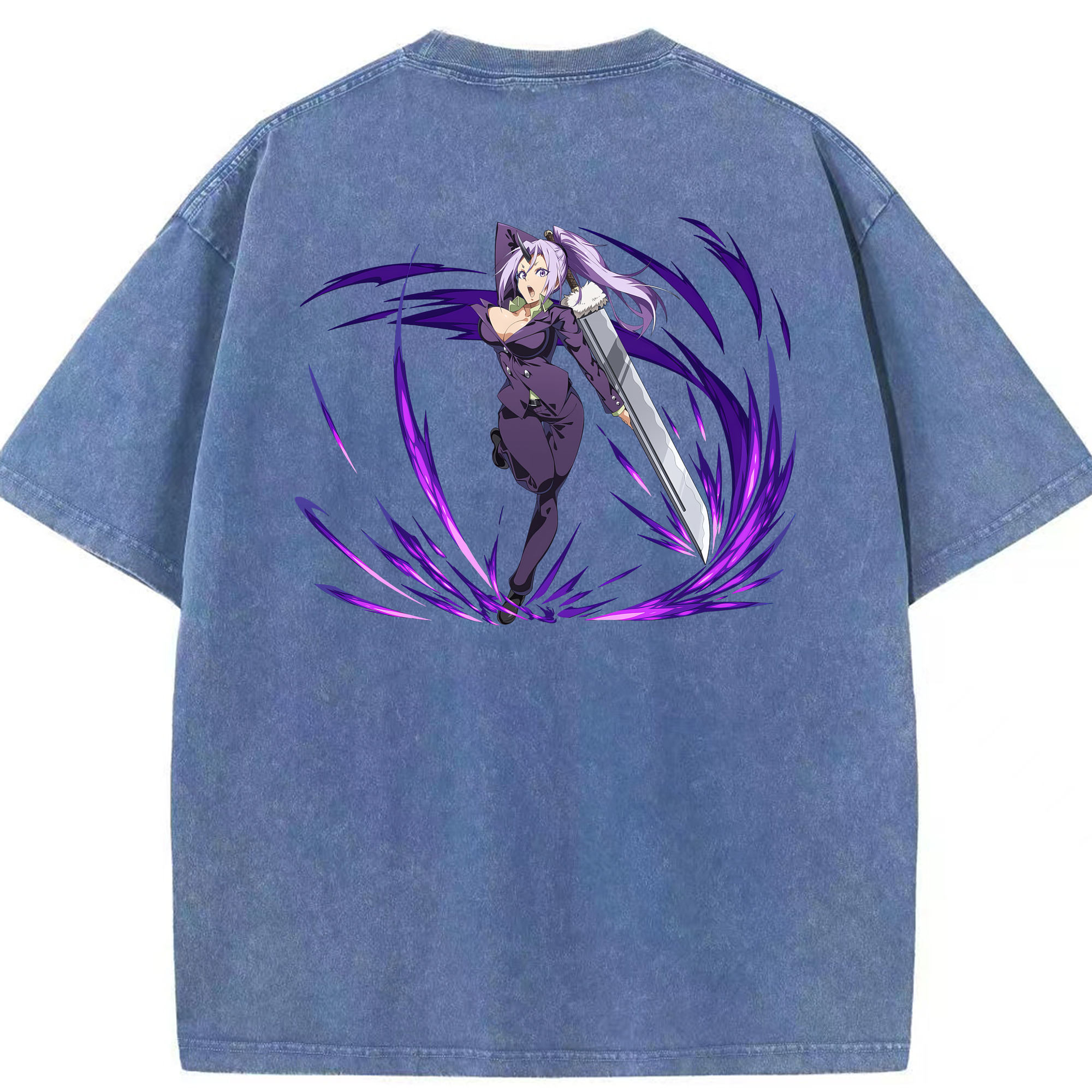 （画像用） 転スラ Regarding Reincarnated to Slime 綿100% ヴィンテージ風 半袖Tシャツ（背面プリント）