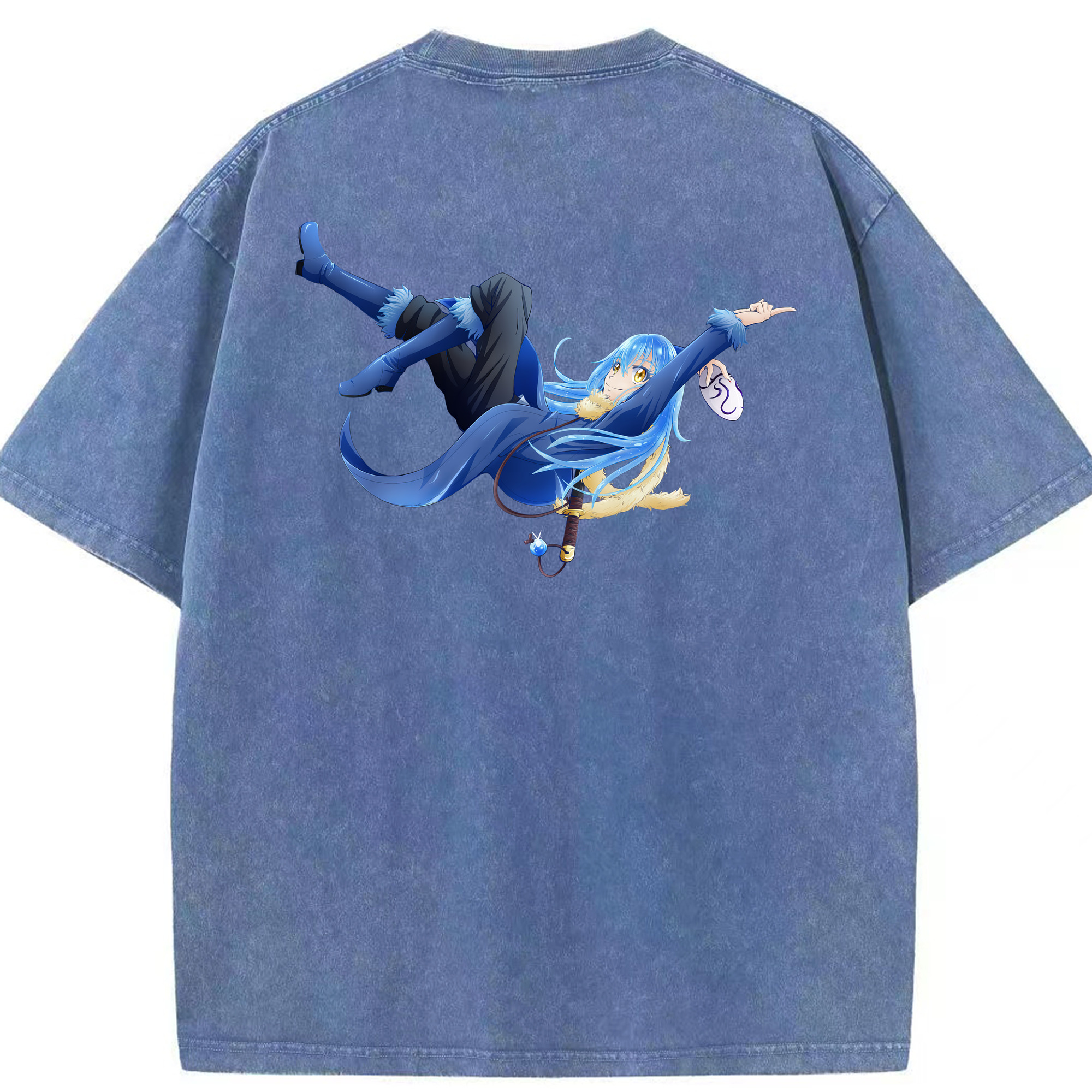 （画像用） 転スラ Regarding Reincarnated to Slime 綿100% ヴィンテージ風 半袖Tシャツ（背面プリント）
