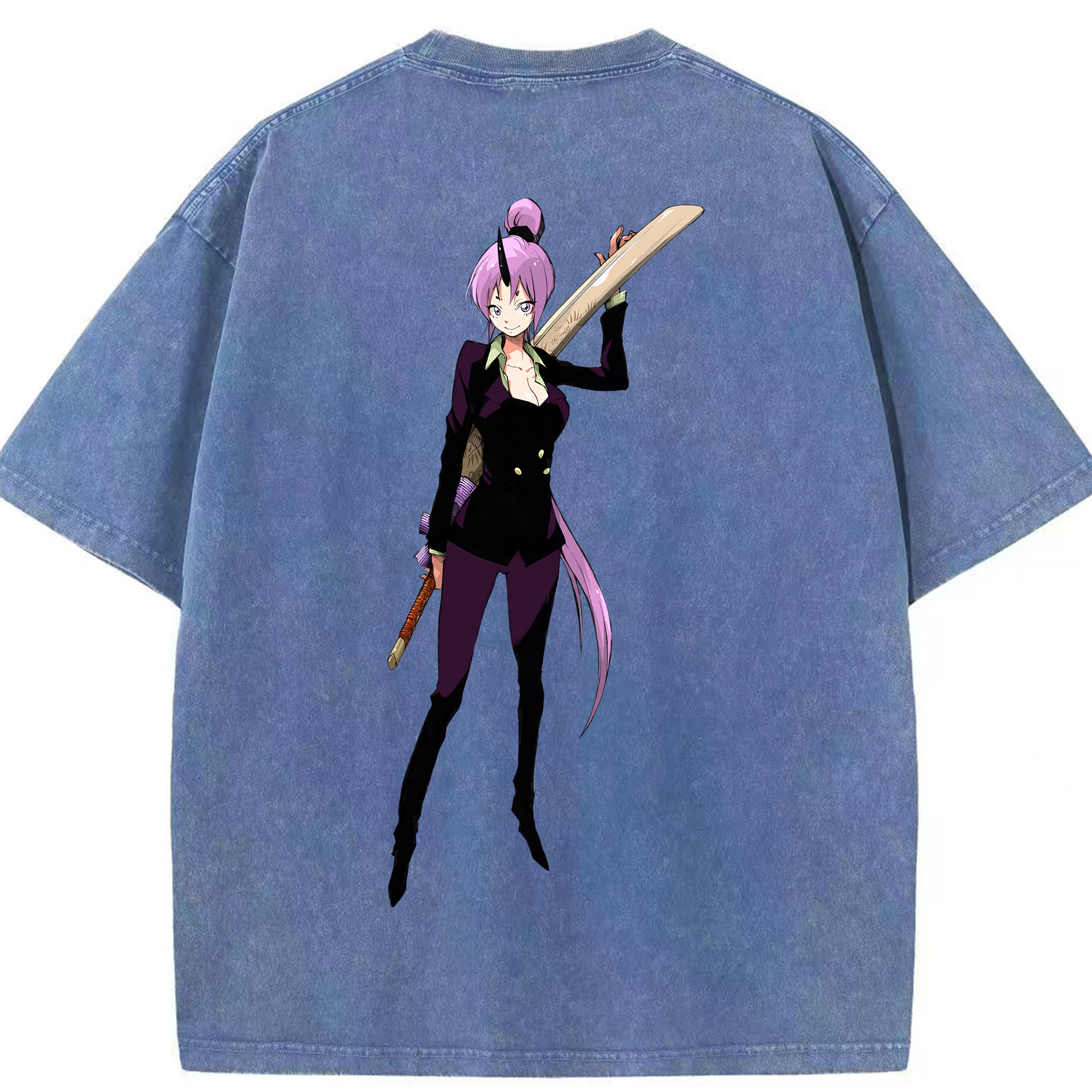 （画像用） 転スラ Regarding Reincarnated to Slime 綿100% ヴィンテージ風 半袖Tシャツ（背面プリント）