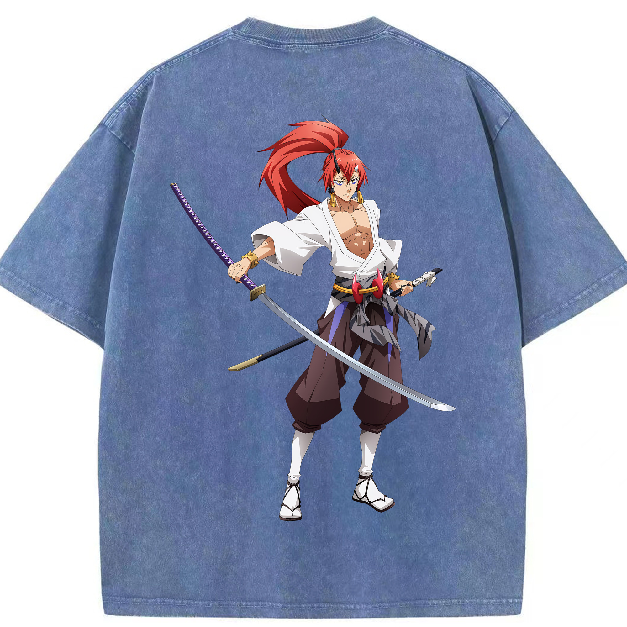 （画像用） 転スラ Regarding Reincarnated to Slime 綿100% ヴィンテージ風 半袖Tシャツ（背面プリント）