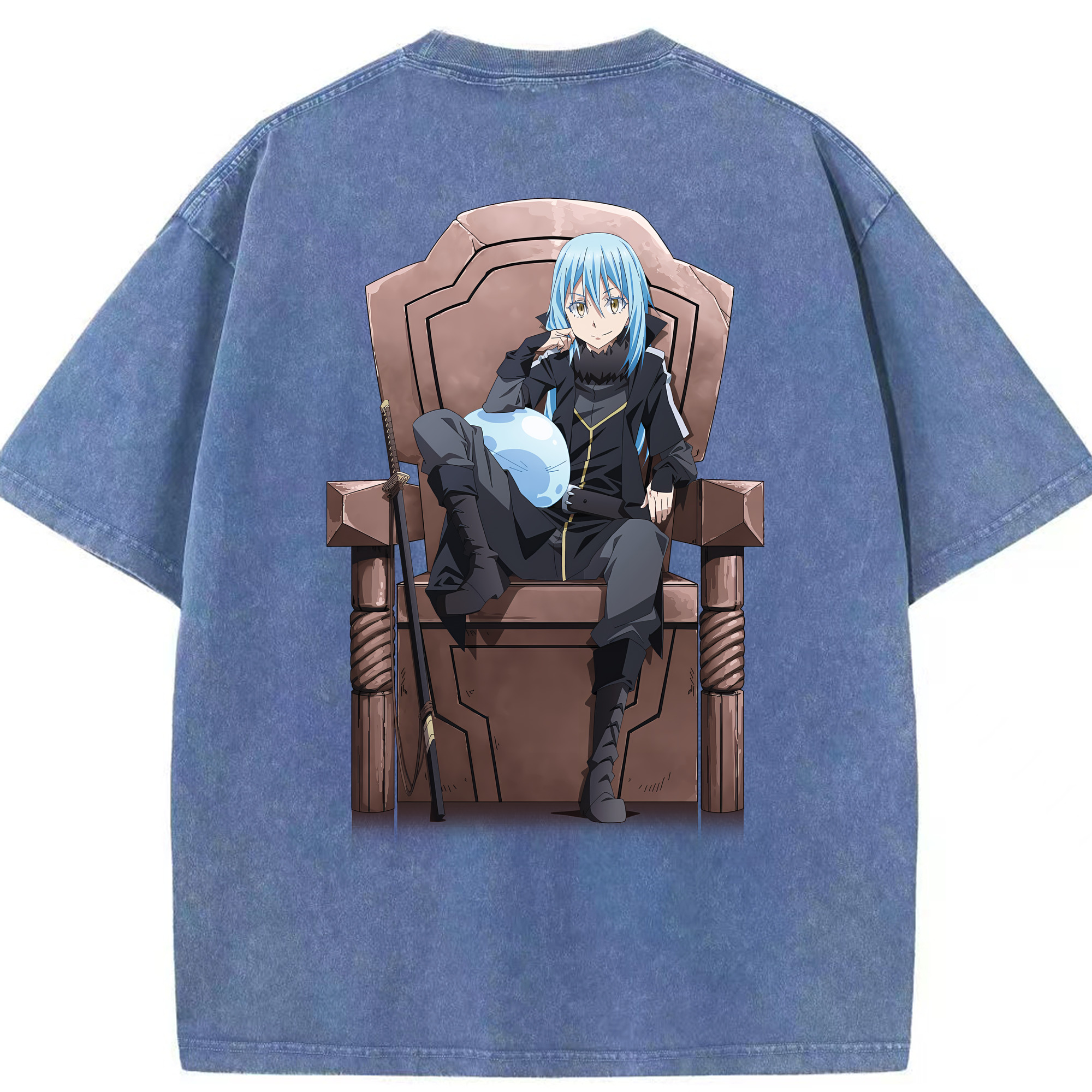 （画像用） 転スラ Regarding Reincarnated to Slime 綿100% ヴィンテージ風 半袖Tシャツ（背面プリント）