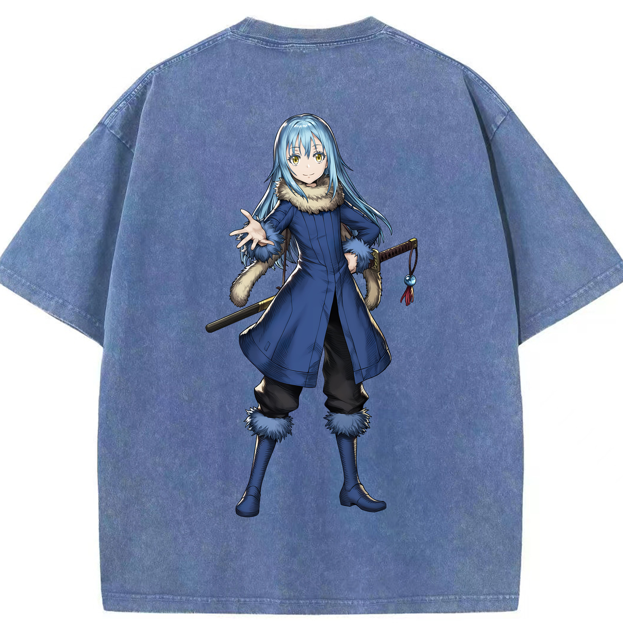 （画像用） 転スラ Regarding Reincarnated to Slime 綿100% ヴィンテージ風 半袖Tシャツ（背面プリント）