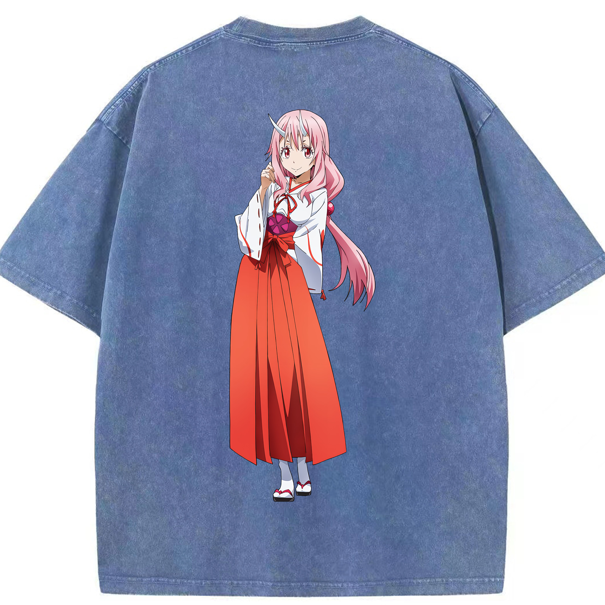 （画像用） 転スラ Regarding Reincarnated to Slime 綿100% ヴィンテージ風 半袖Tシャツ（背面プリント）