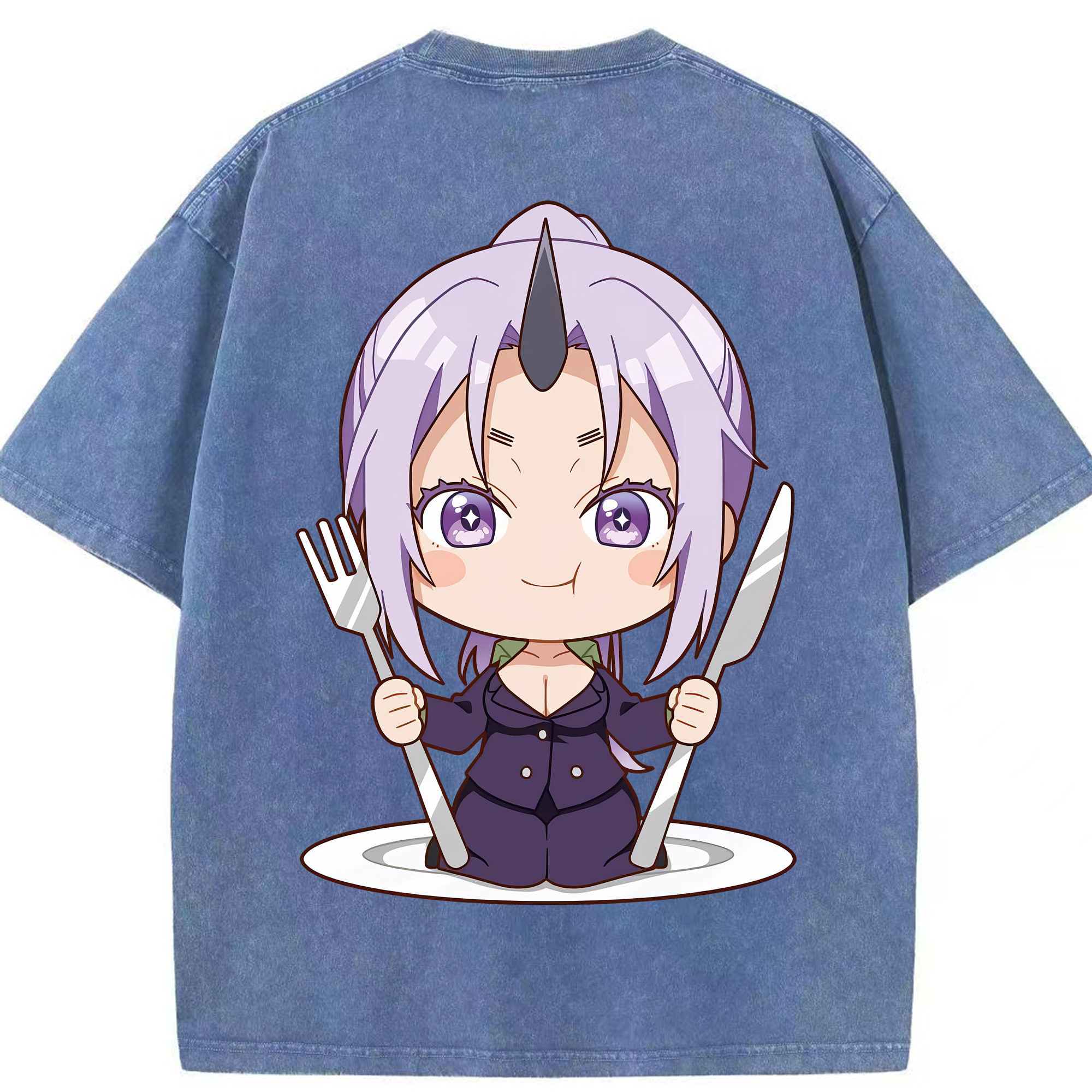 （画像用） 転スラ Regarding Reincarnated to Slime 綿100% ヴィンテージ風 半袖Tシャツ（背面プリント）