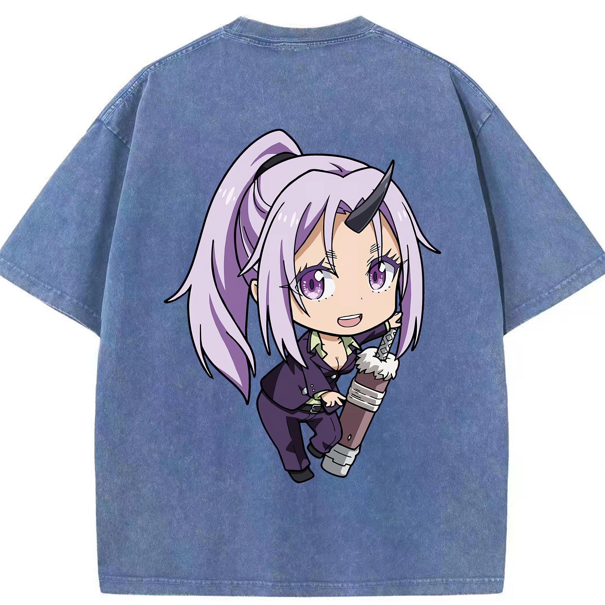 （画像用） 転スラ Regarding Reincarnated to Slime 綿100% ヴィンテージ風 半袖Tシャツ（背面プリント）