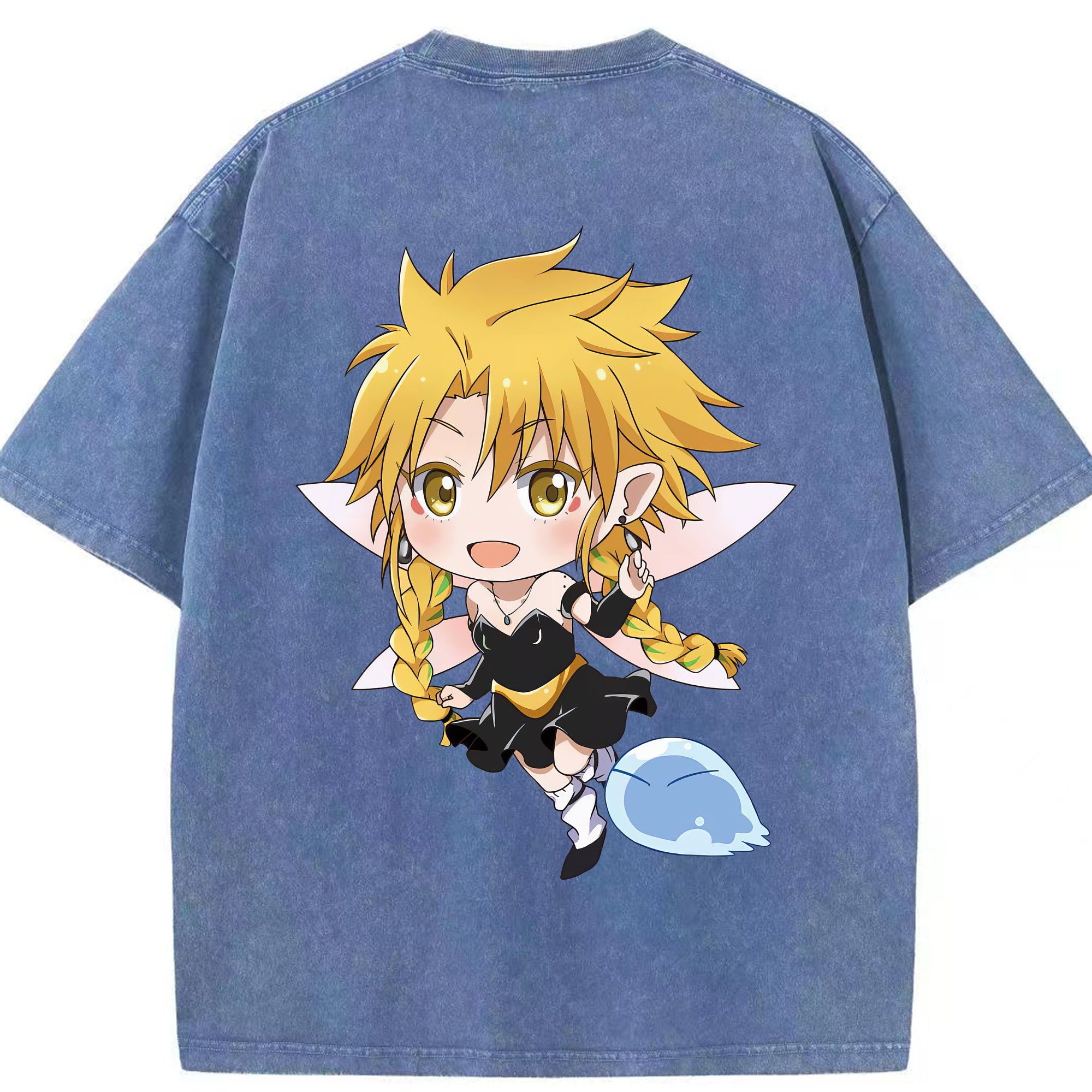 （画像用） 転スラ Regarding Reincarnated to Slime 綿100% ヴィンテージ風 半袖Tシャツ（背面プリント）