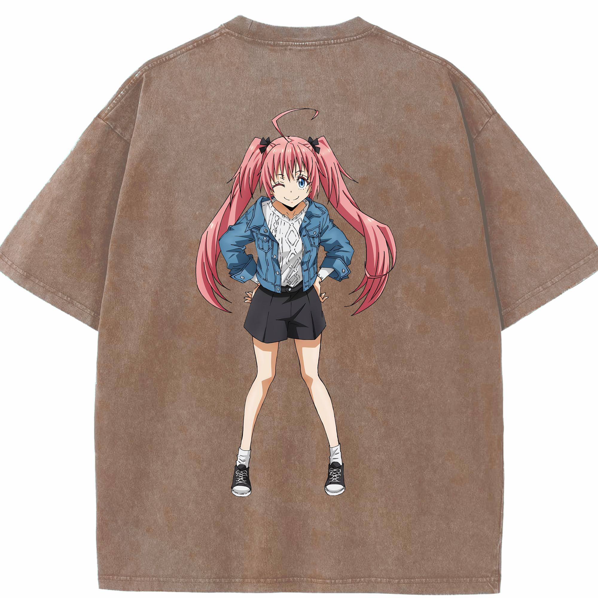 （画像用） 転スラ Regarding Reincarnated to Slime 綿100% ヴィンテージ風 半袖Tシャツ（背面プリント）
