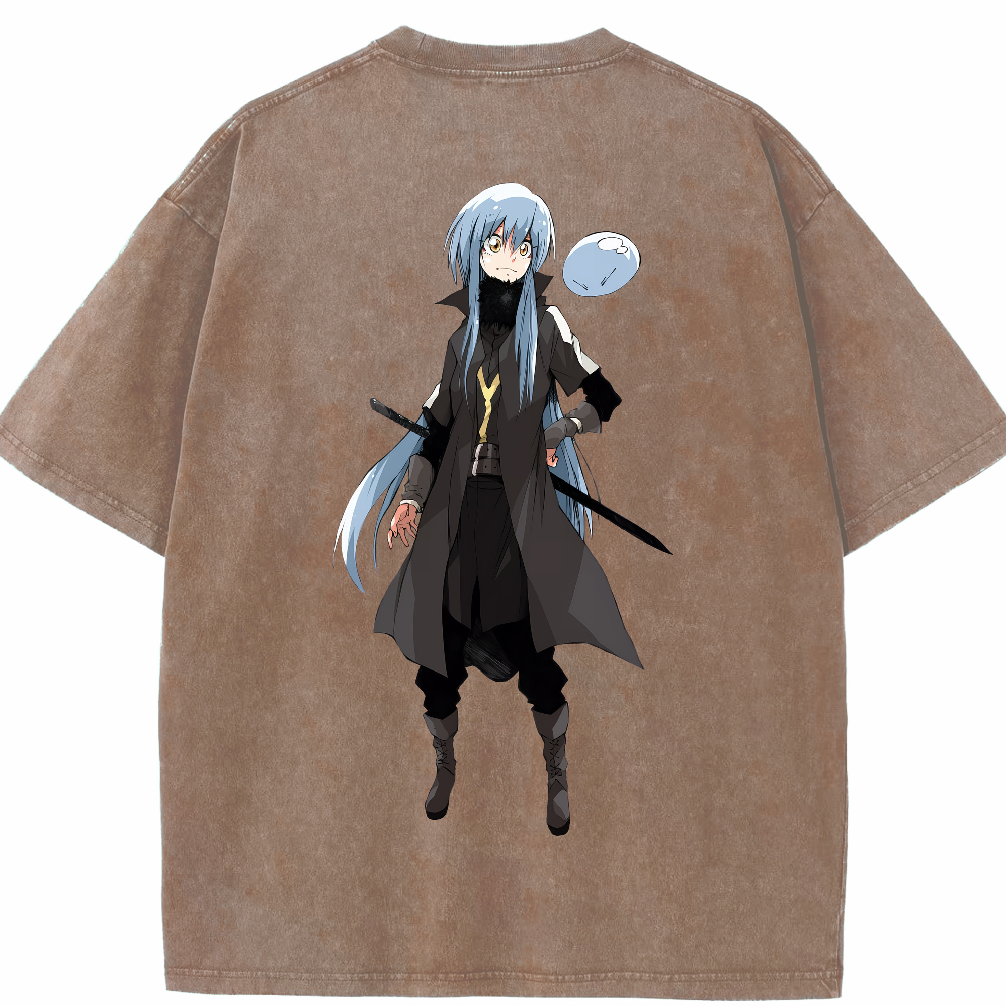（画像用） 転スラ Regarding Reincarnated to Slime 綿100% ヴィンテージ風 半袖Tシャツ（背面プリント）