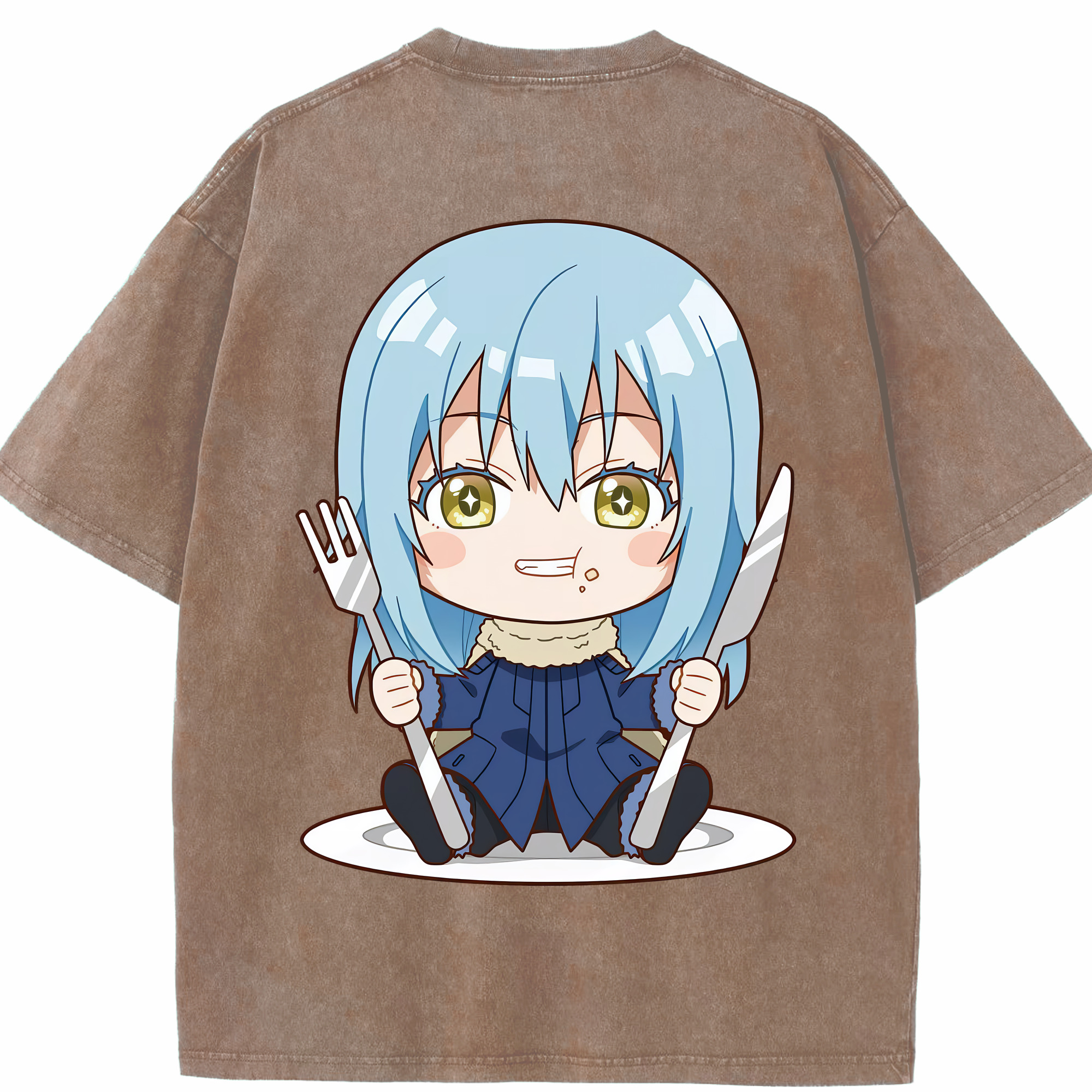 （画像用） 転スラ Regarding Reincarnated to Slime 綿100% ヴィンテージ風 半袖Tシャツ（背面プリント）