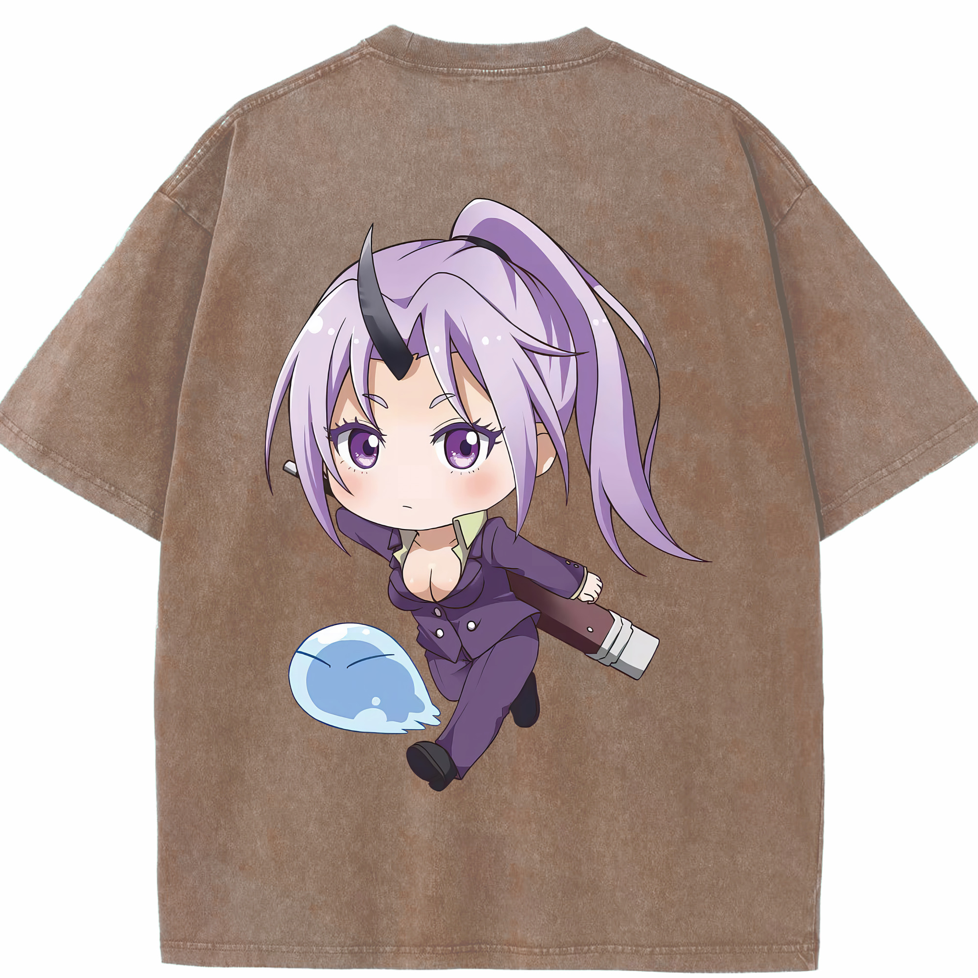 （画像用） 転スラ Regarding Reincarnated to Slime 綿100% ヴィンテージ風 半袖Tシャツ（背面プリント）