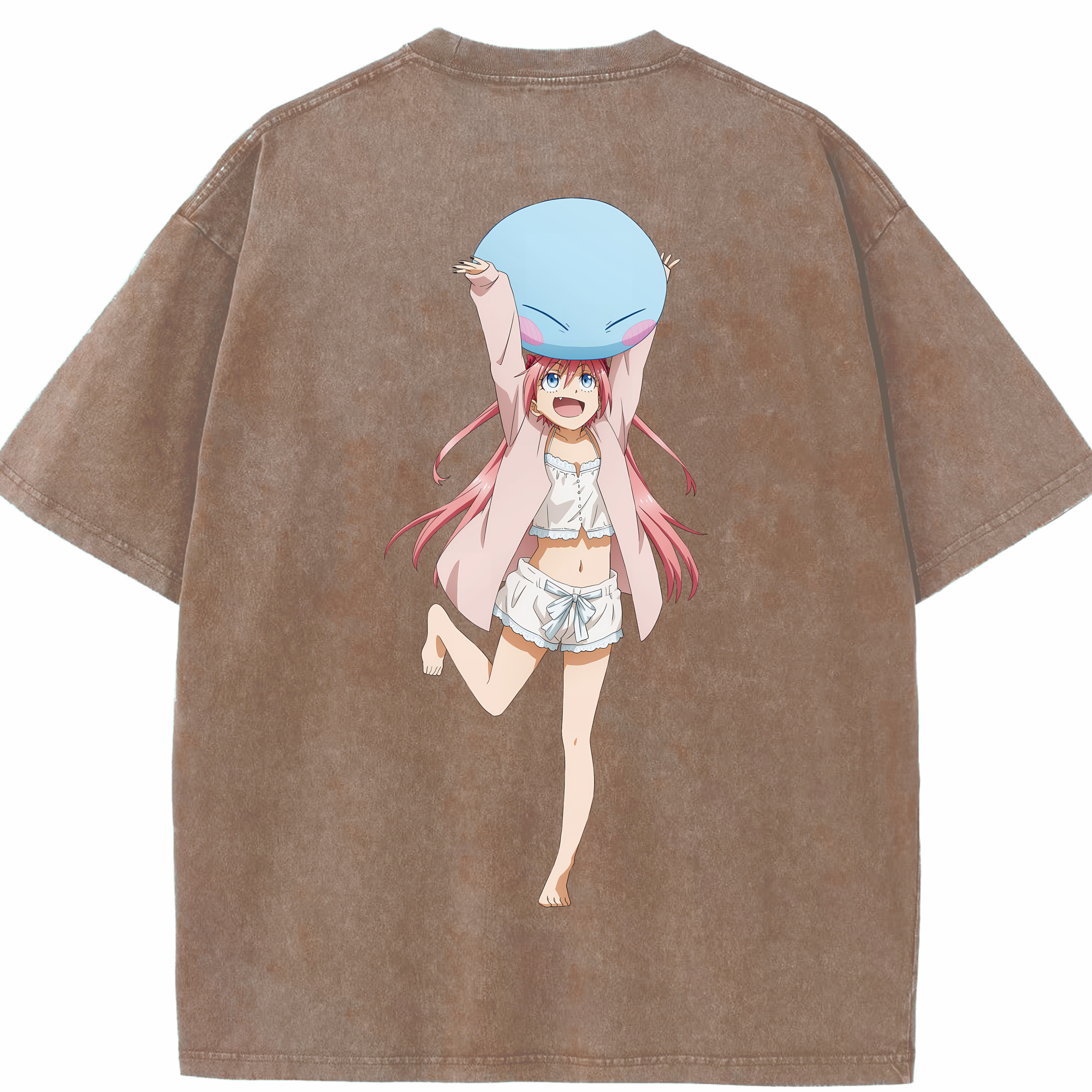 （画像用） 転スラ Regarding Reincarnated to Slime 綿100% ヴィンテージ風 半袖Tシャツ（背面プリント）