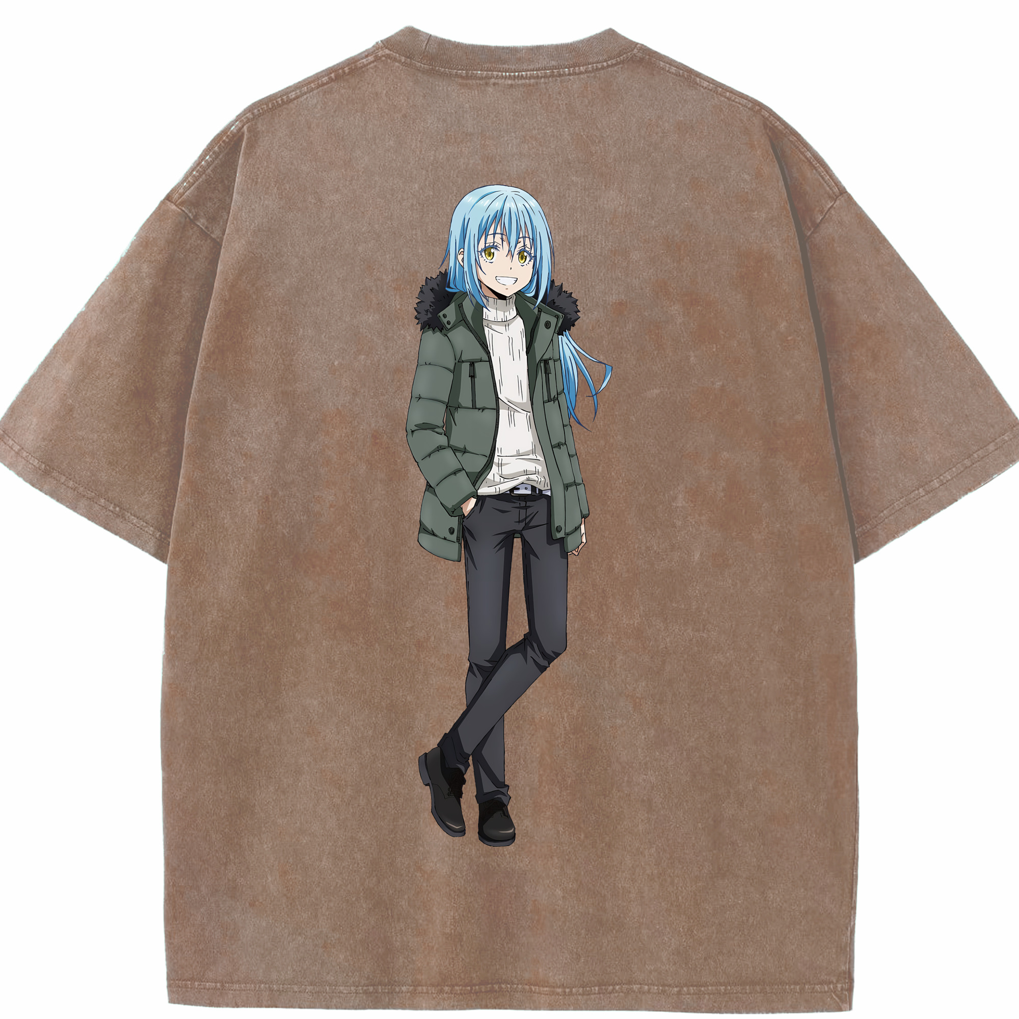 （画像用） 転スラ Regarding Reincarnated to Slime 綿100% ヴィンテージ風 半袖Tシャツ（背面プリント）