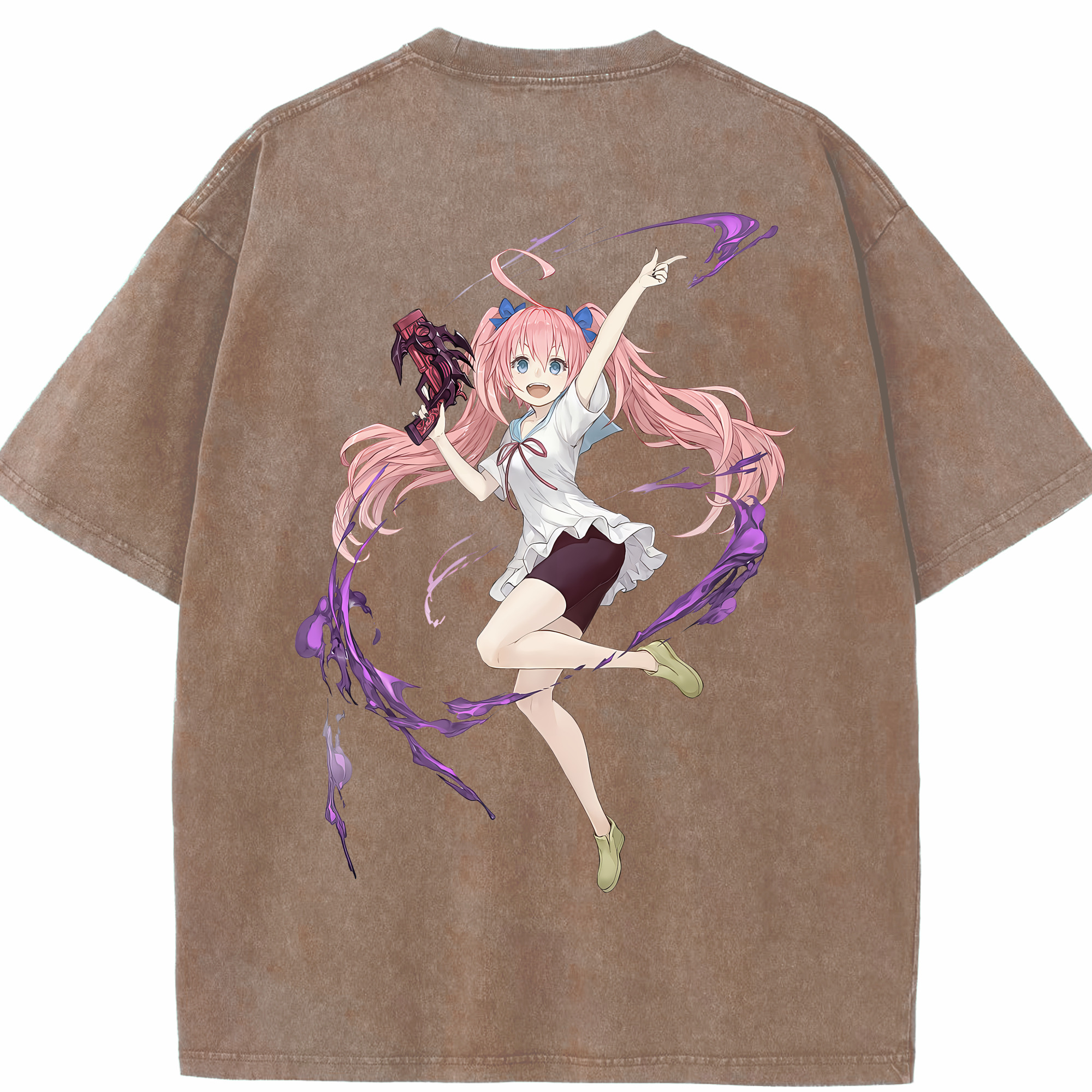 （画像用） 転スラ Regarding Reincarnated to Slime 綿100% ヴィンテージ風 半袖Tシャツ（背面プリント）