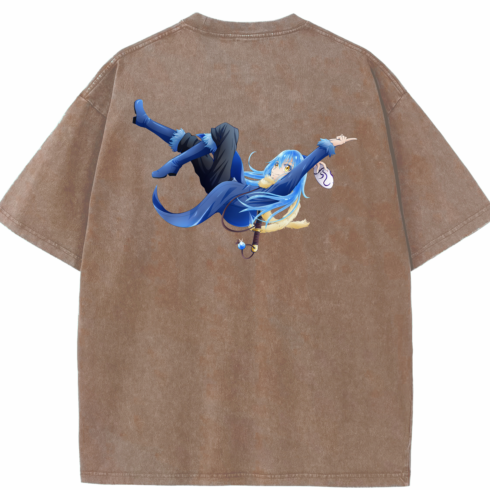 （画像用） 転スラ Regarding Reincarnated to Slime 綿100% ヴィンテージ風 半袖Tシャツ（背面プリント）