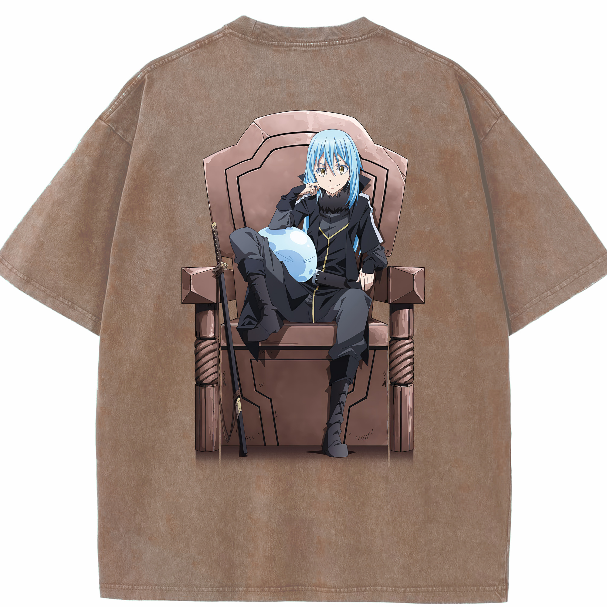 （画像用） 転スラ Regarding Reincarnated to Slime 綿100% ヴィンテージ風 半袖Tシャツ（背面プリント）