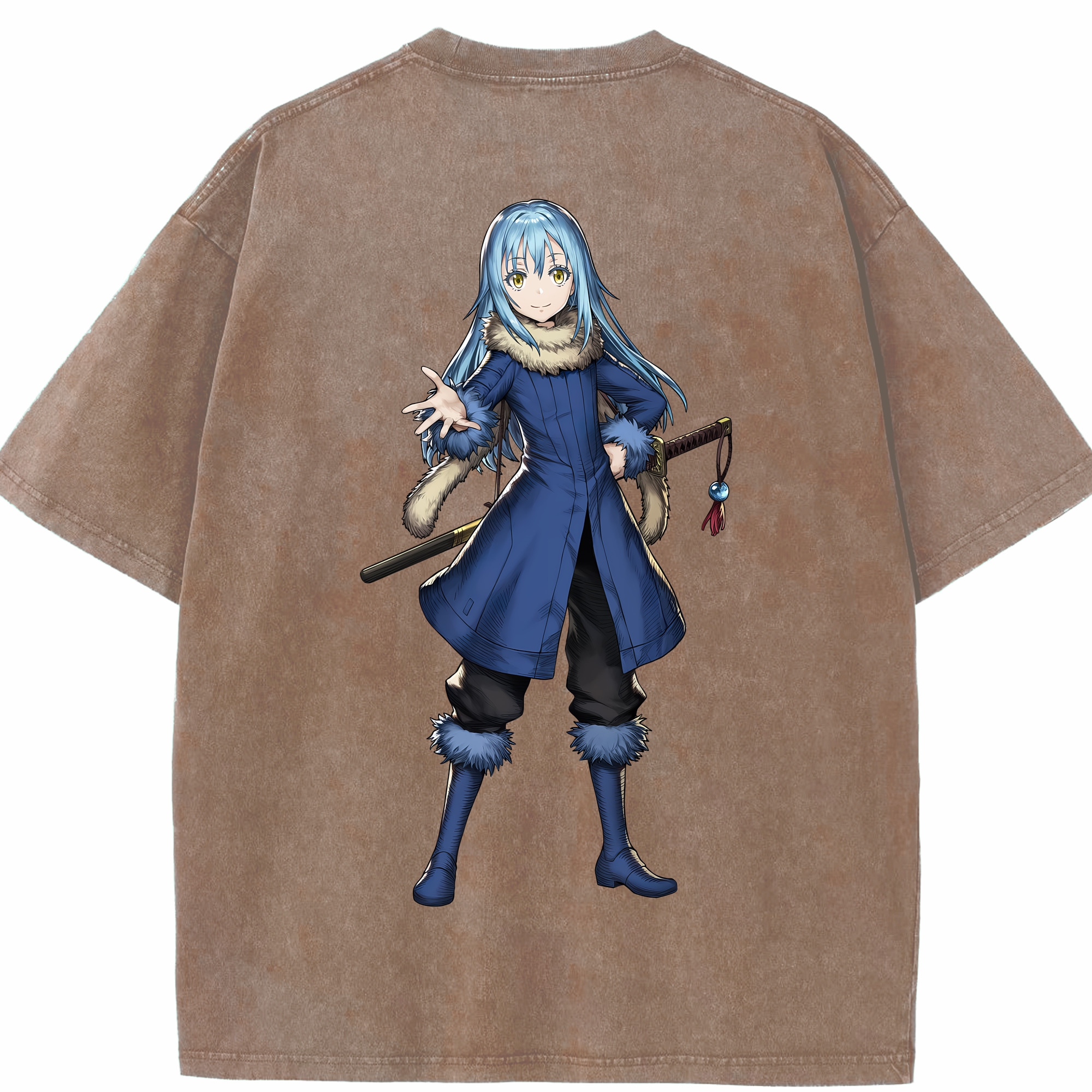 （画像用） 転スラ Regarding Reincarnated to Slime 綿100% ヴィンテージ風 半袖Tシャツ（背面プリント）