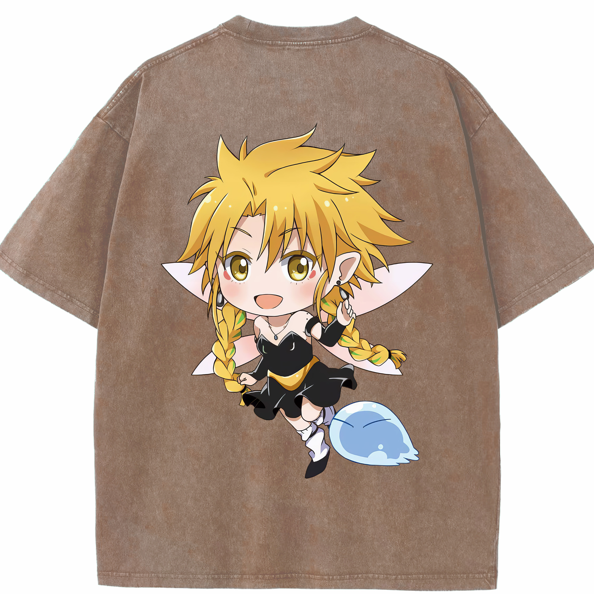（画像用） 転スラ Regarding Reincarnated to Slime 綿100% ヴィンテージ風 半袖Tシャツ（背面プリント）
