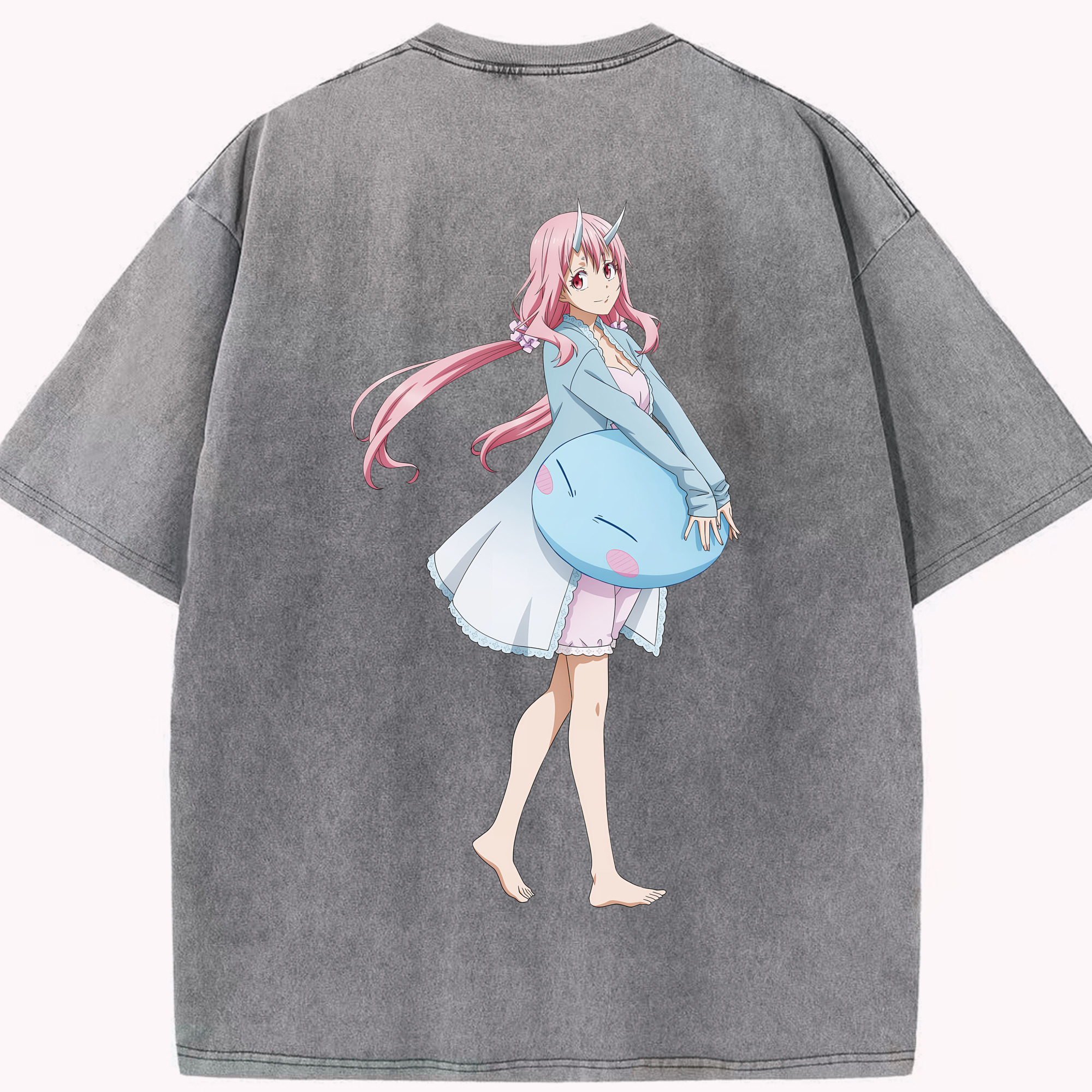 （画像用） 転スラ Regarding Reincarnated to Slime 綿100% ヴィンテージ風 半袖Tシャツ（背面プリント）