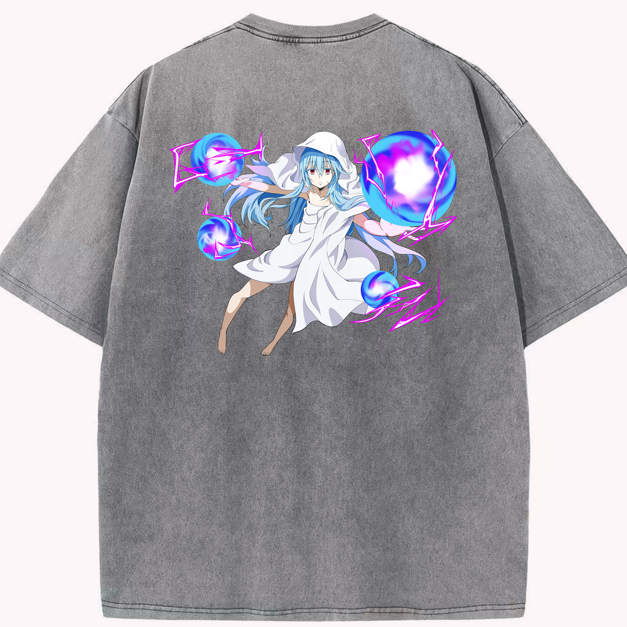 （画像用） 転スラ Regarding Reincarnated to Slime 綿100% ヴィンテージ風 半袖Tシャツ（背面プリント）
