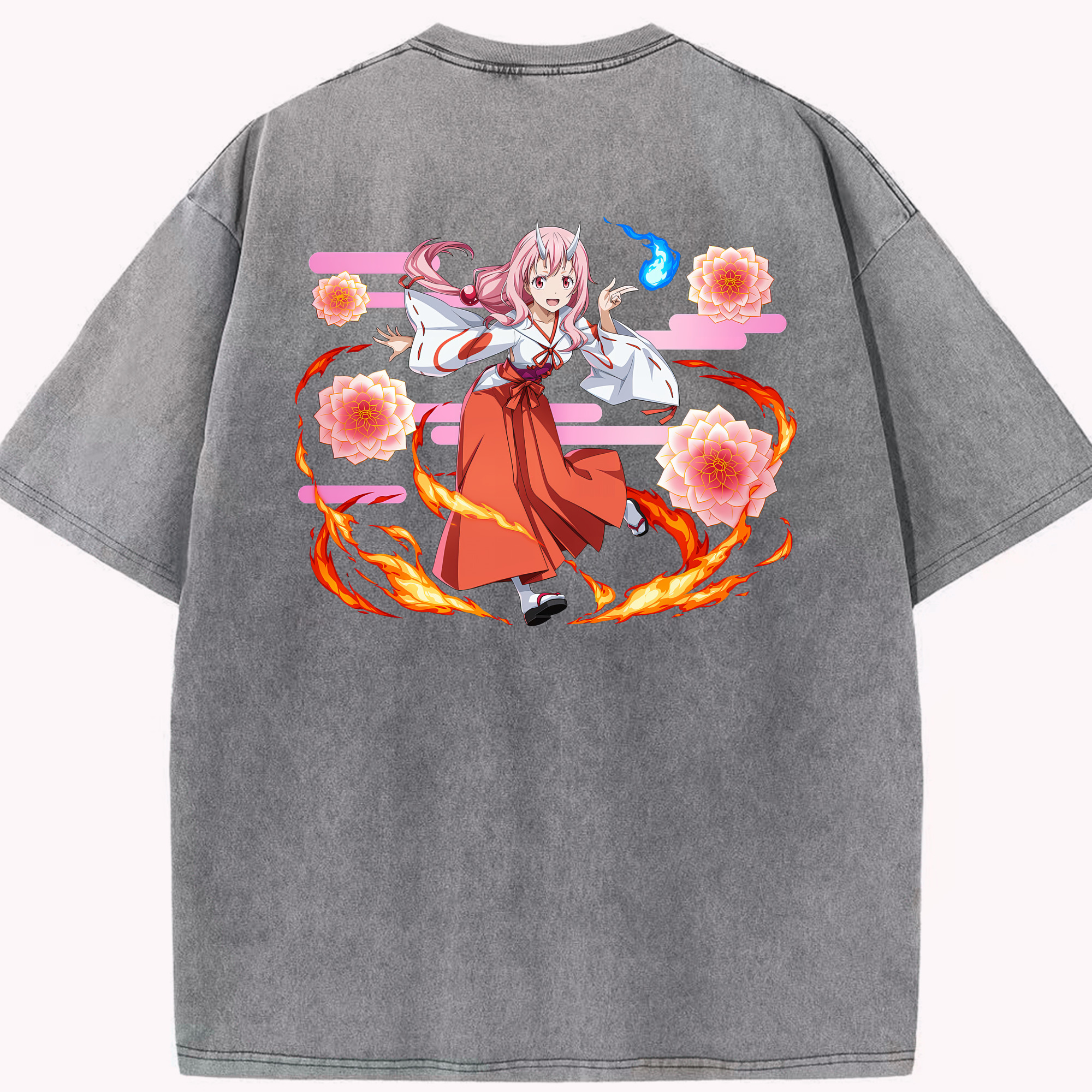 （画像用） 転スラ Regarding Reincarnated to Slime 綿100% ヴィンテージ風 半袖Tシャツ（背面プリント）
