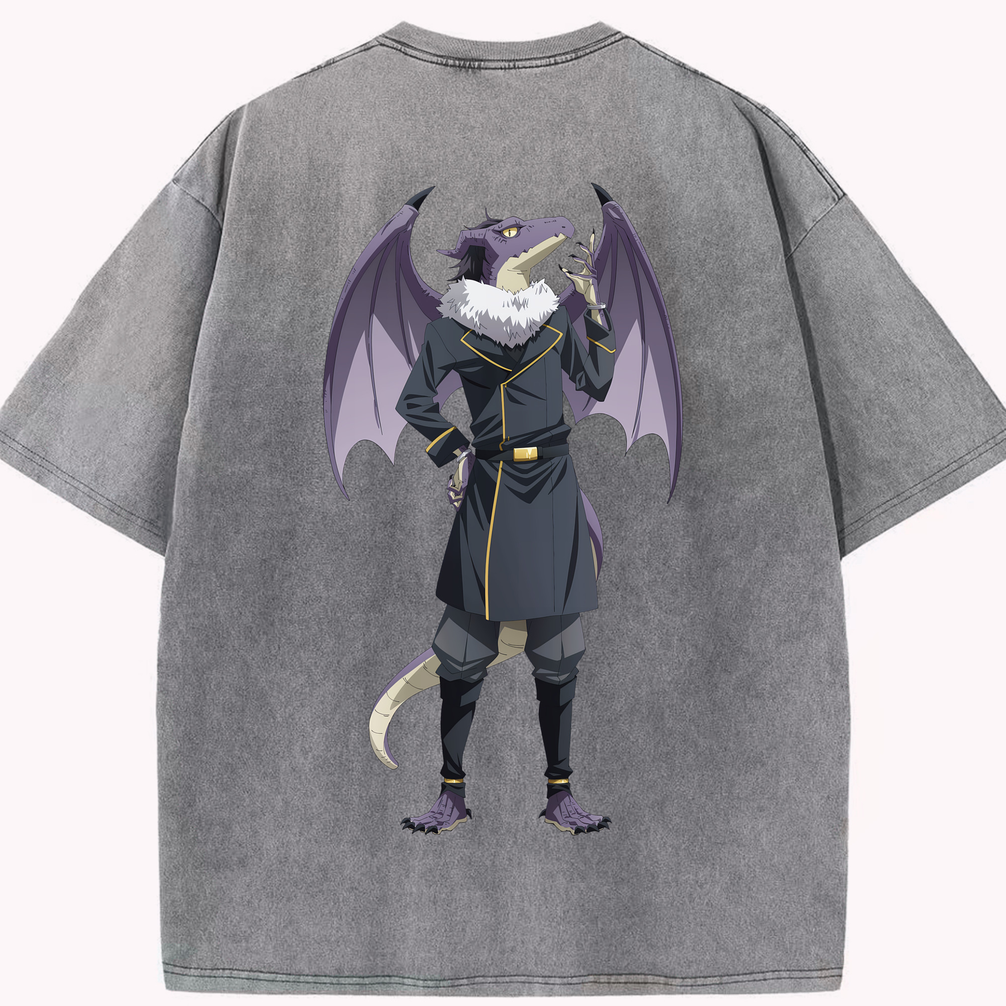 （画像用） 転スラ Regarding Reincarnated to Slime 綿100% ヴィンテージ風 半袖Tシャツ（背面プリント）