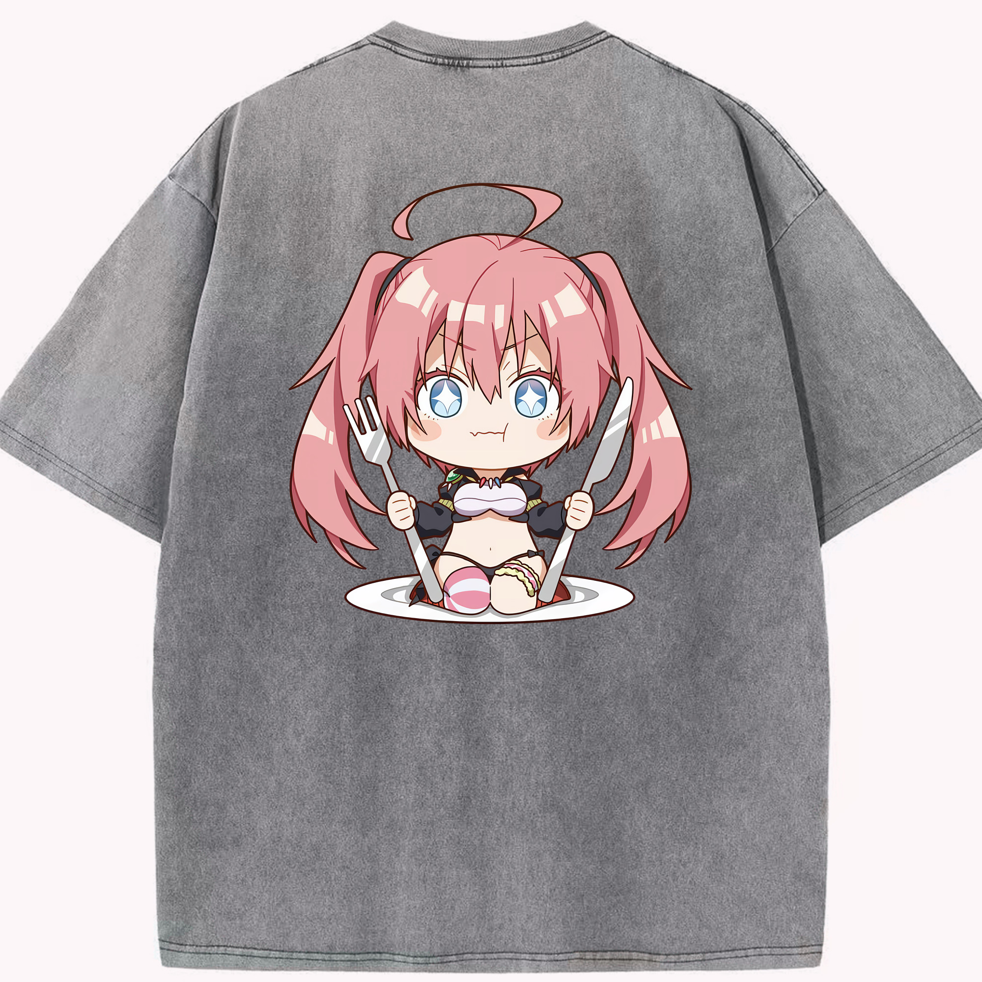 （画像用） 転スラ Regarding Reincarnated to Slime 綿100% ヴィンテージ風 半袖Tシャツ（背面プリント）