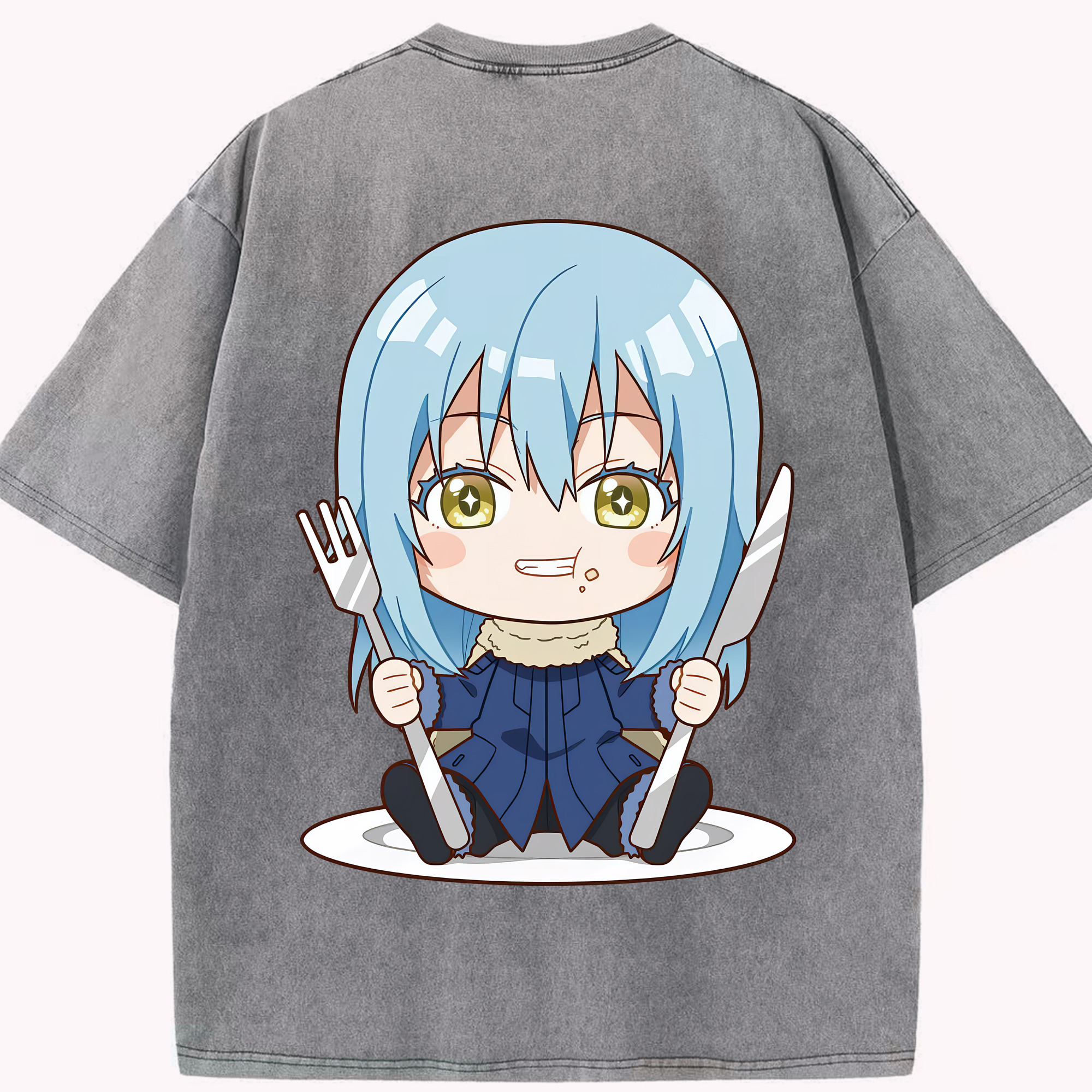 （画像用） 転スラ Regarding Reincarnated to Slime 綿100% ヴィンテージ風 半袖Tシャツ（背面プリント）