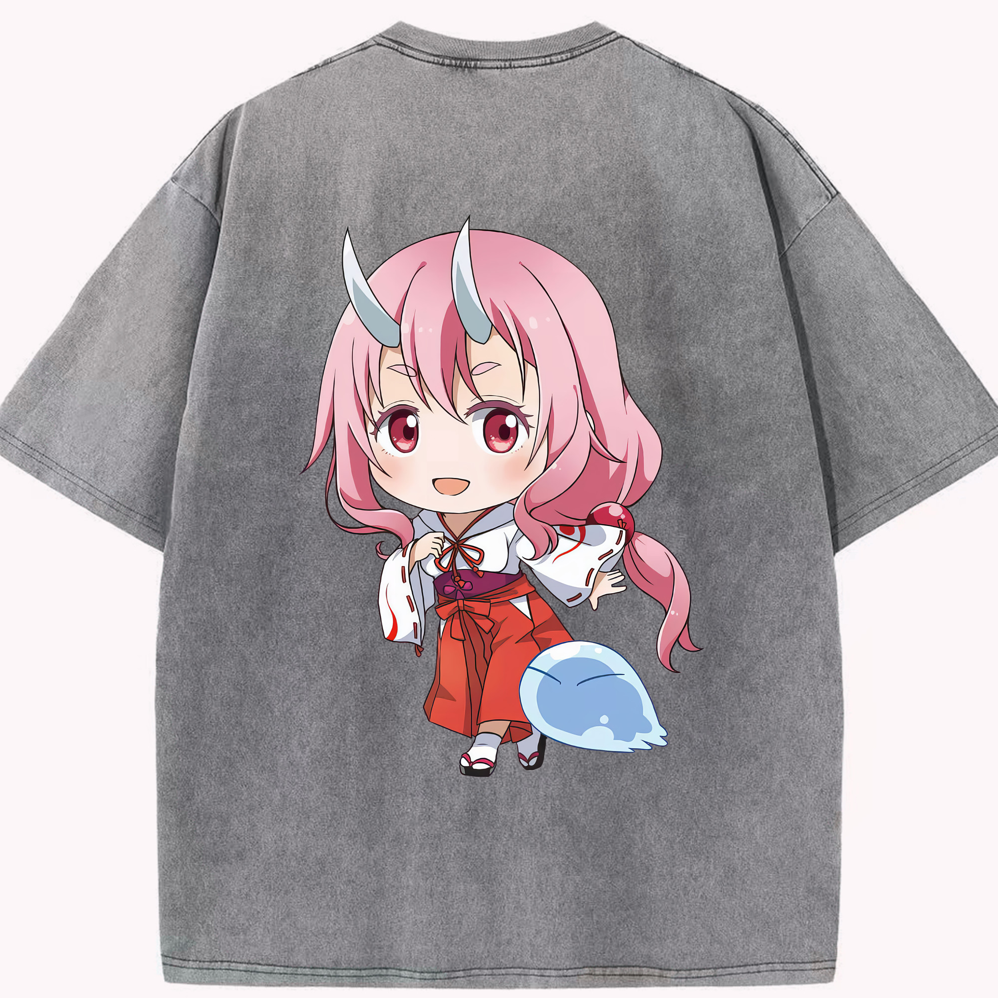 （画像用） 転スラ Regarding Reincarnated to Slime 綿100% ヴィンテージ風 半袖Tシャツ（背面プリント）