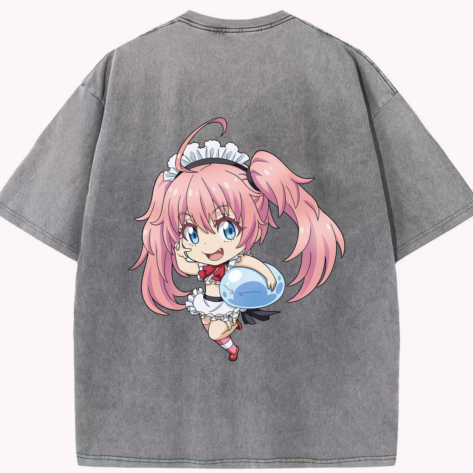（画像用） 転スラ Regarding Reincarnated to Slime 綿100% ヴィンテージ風 半袖Tシャツ（背面プリント）