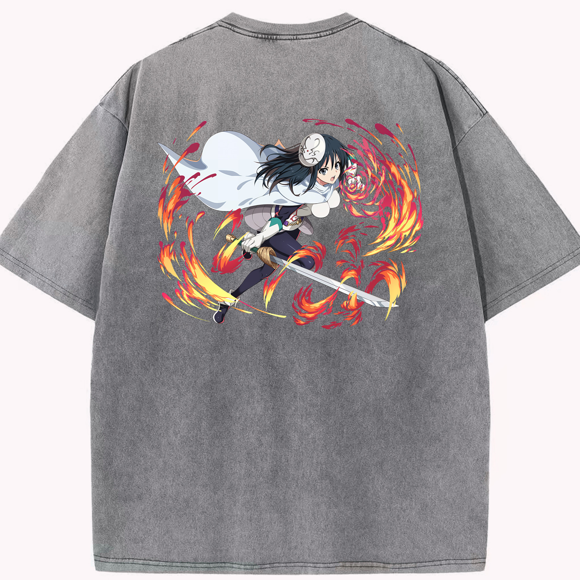 （画像用） 転スラ Regarding Reincarnated to Slime 綿100% ヴィンテージ風 半袖Tシャツ（背面プリント）