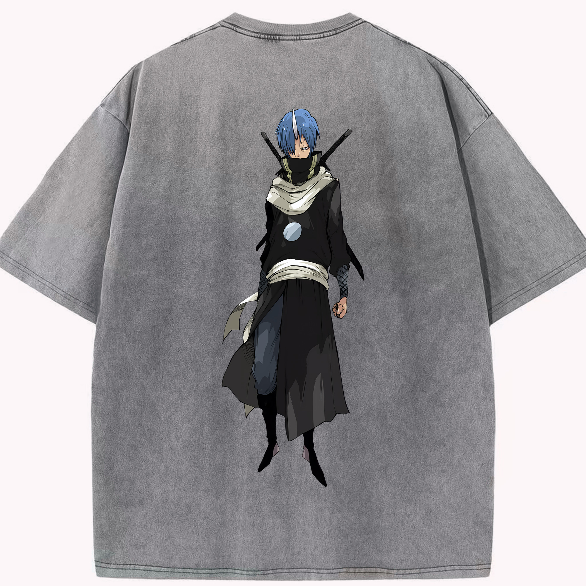 （画像用） 転スラ Regarding Reincarnated to Slime 綿100% ヴィンテージ風 半袖Tシャツ（背面プリント）