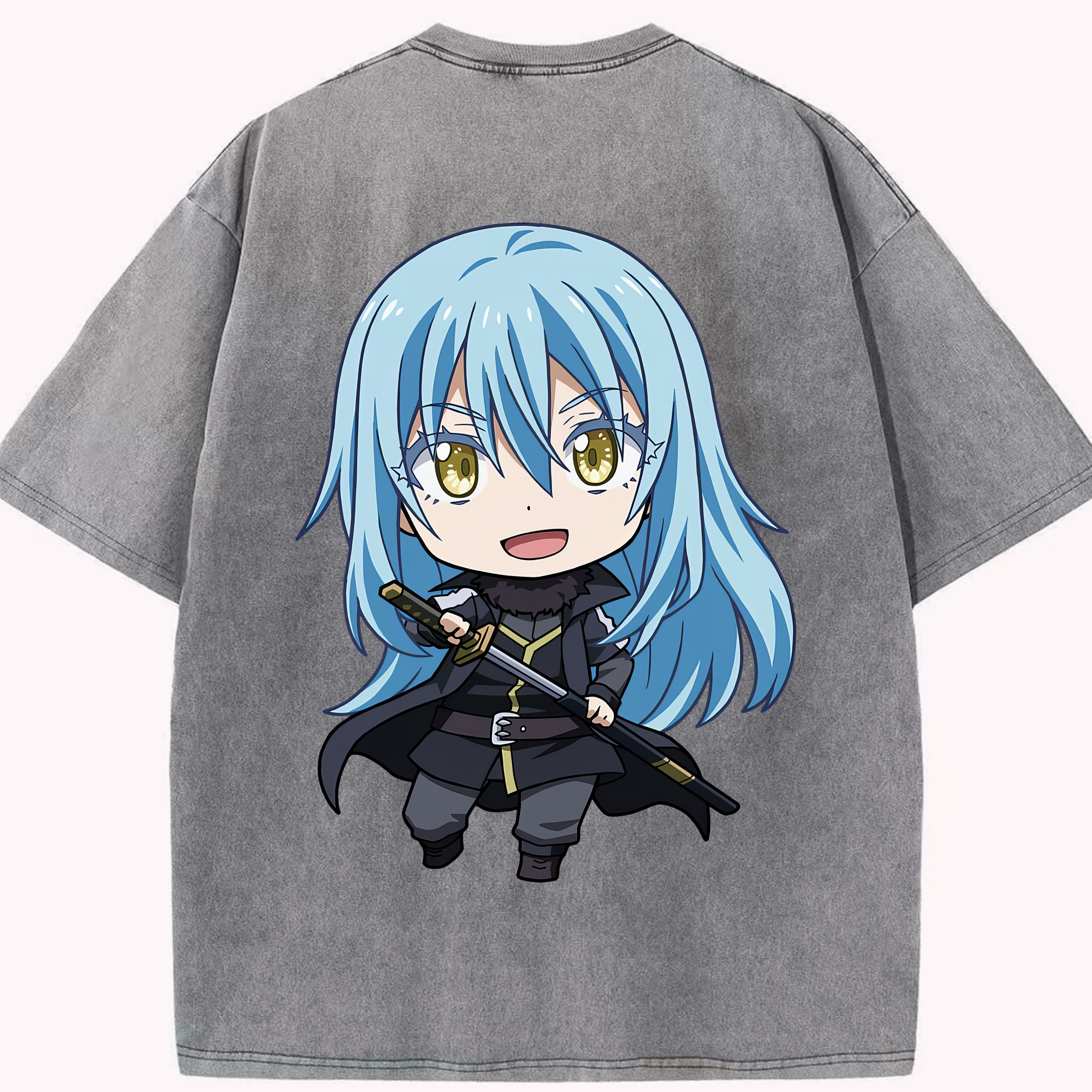 （画像用） 転スラ Regarding Reincarnated to Slime 綿100% ヴィンテージ風 半袖Tシャツ（背面プリント）