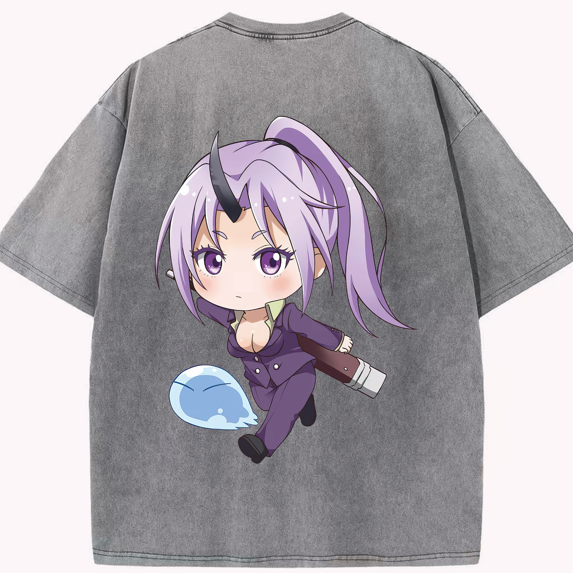 （画像用） 転スラ Regarding Reincarnated to Slime 綿100% ヴィンテージ風 半袖Tシャツ（背面プリント）