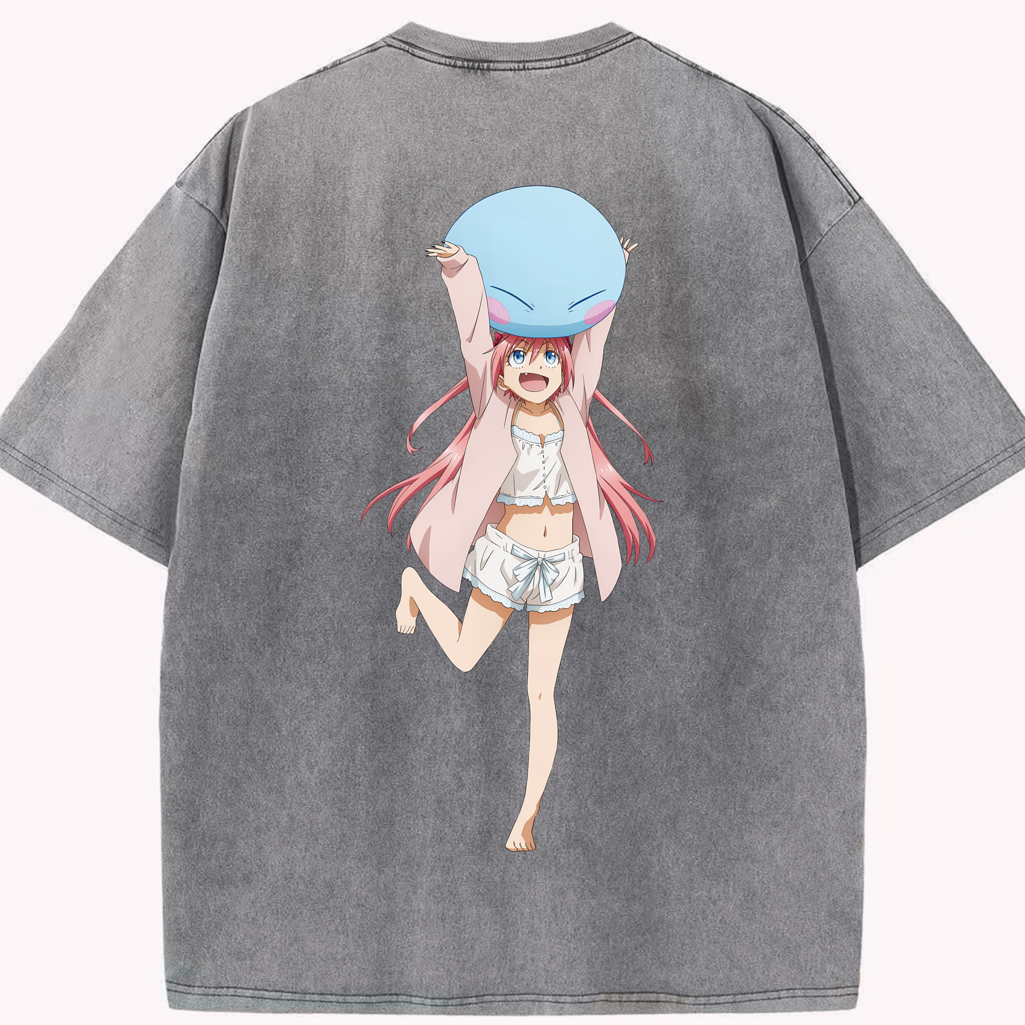 （画像用） 転スラ Regarding Reincarnated to Slime 綿100% ヴィンテージ風 半袖Tシャツ（背面プリント）