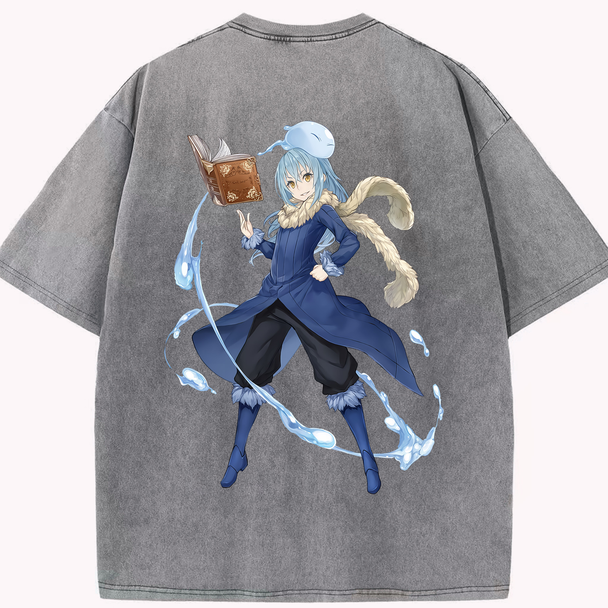 （画像用） 転スラ Regarding Reincarnated to Slime 綿100% ヴィンテージ風 半袖Tシャツ（背面プリント）